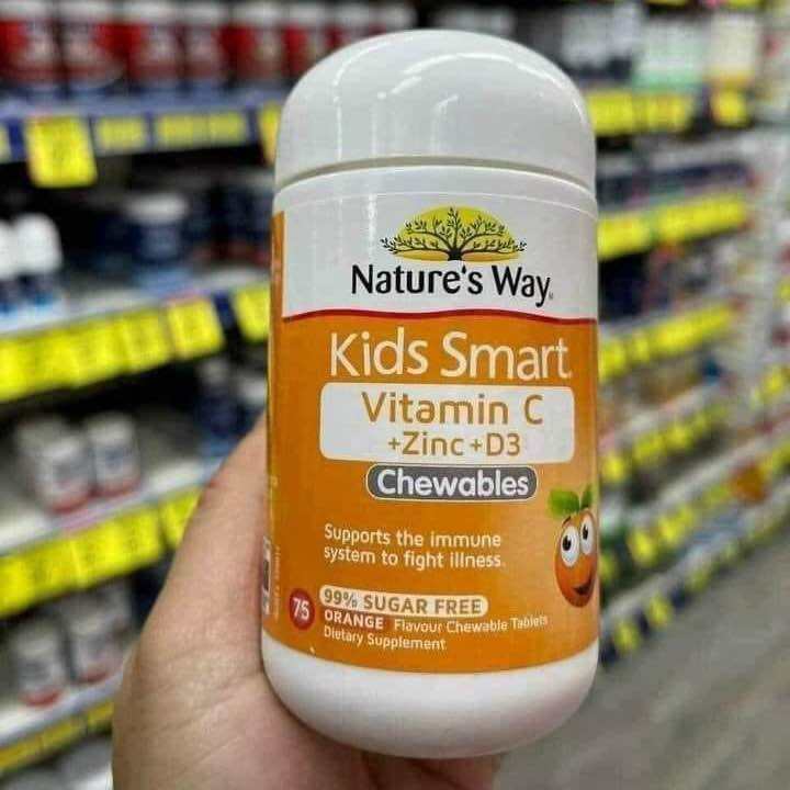 Kẹo nhai Nature’s Way Kids Smart Vitamin C + Zinc + D3 Chewables tăng đề kháng cho bé - Hộp 75 viên