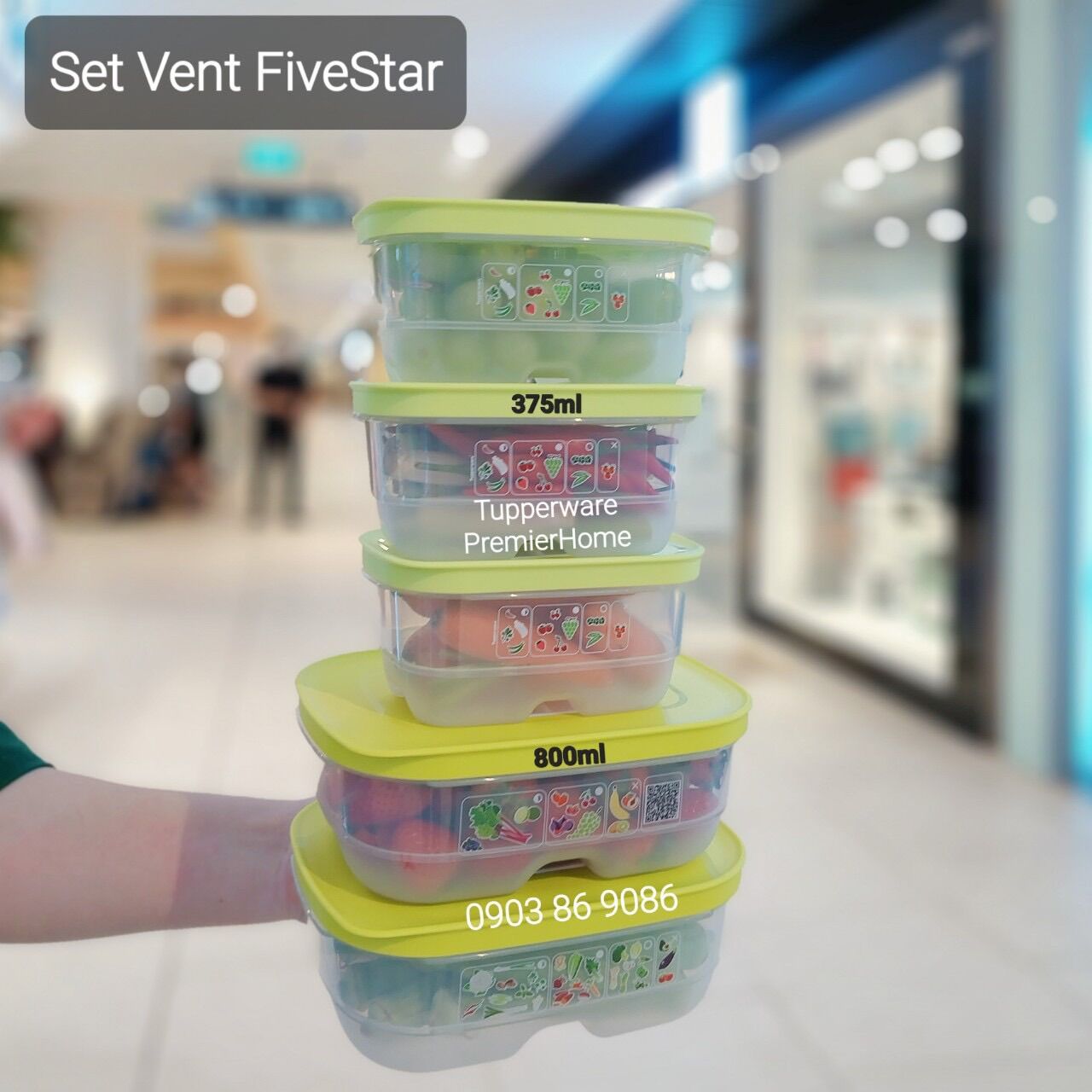BỘ HỘP TRỮ MÁT CÓ NÚT HÔ HẤP TUPPERWARE VENTSMART FIVE STAR