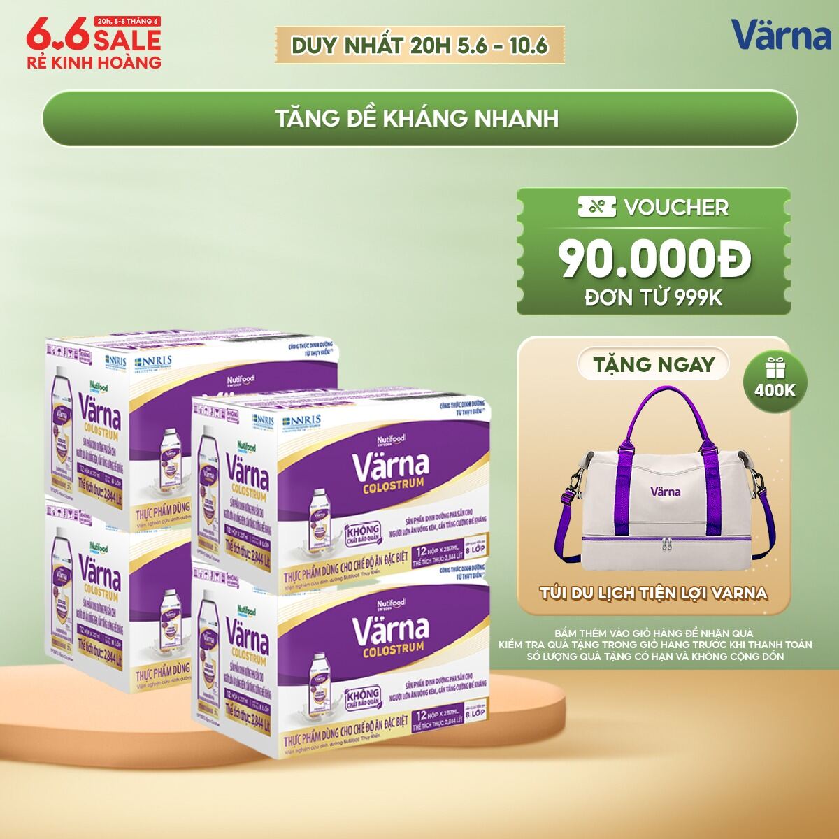 Combo 4 Thùng 12  hộp  sữa bột pha sẵn Varna Colostrum (48 hộp giấy x 237ml) - Sữa non cho người lớn