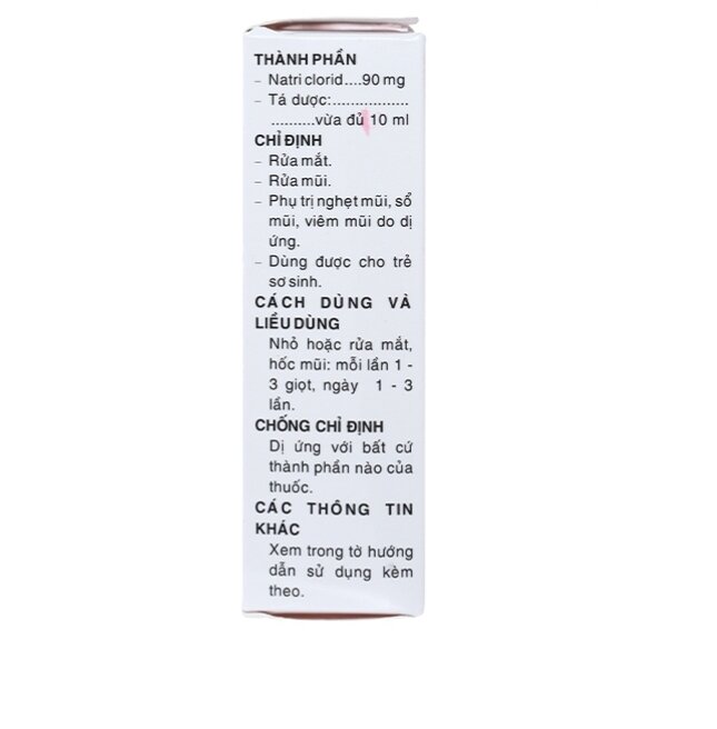 Nhỏ Mắt Mũi Natri Clorid 0,9% Pharmedic (Lốc/10c/10ml)