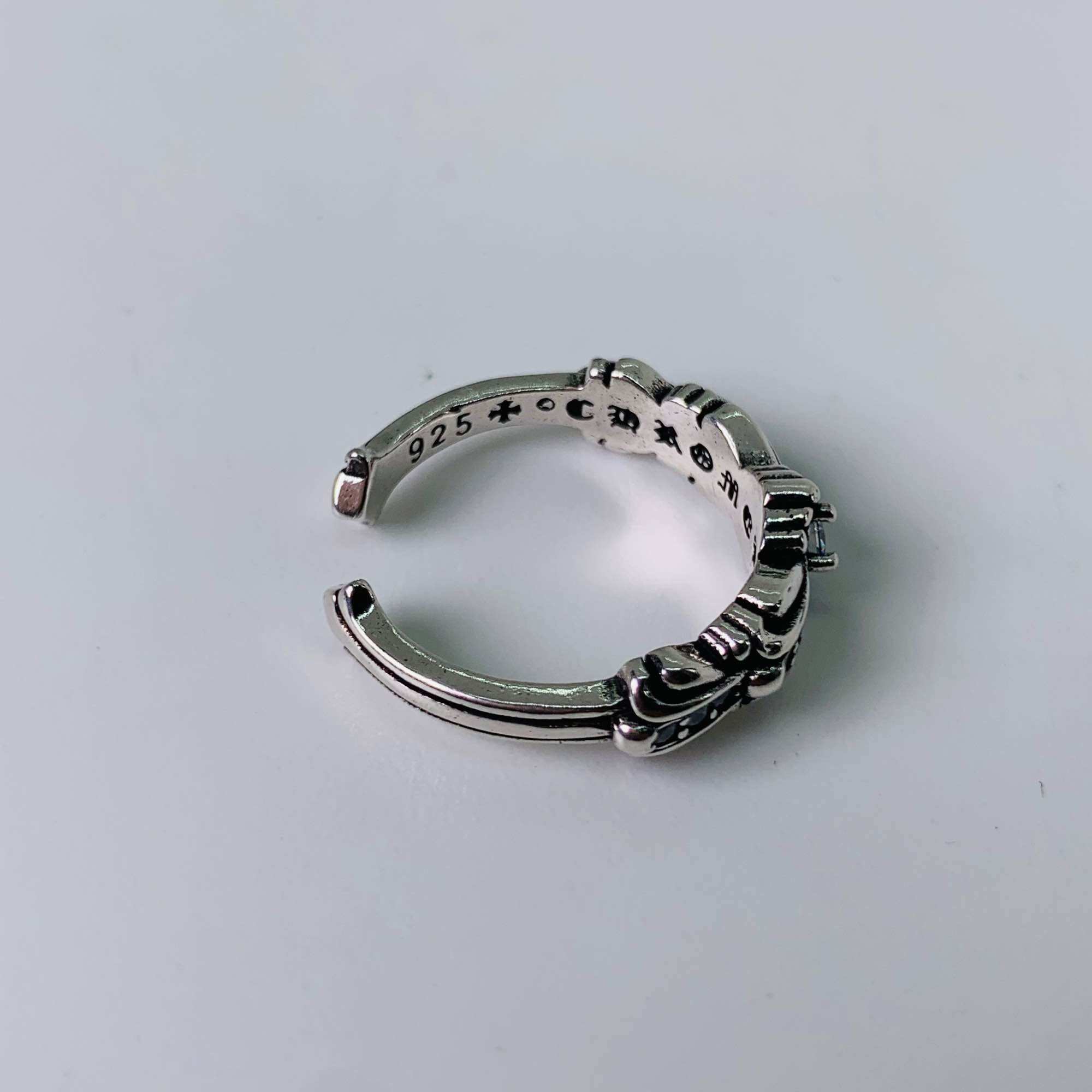Full diamond silver heart keeper mini chrome ring-chrome heart accessory