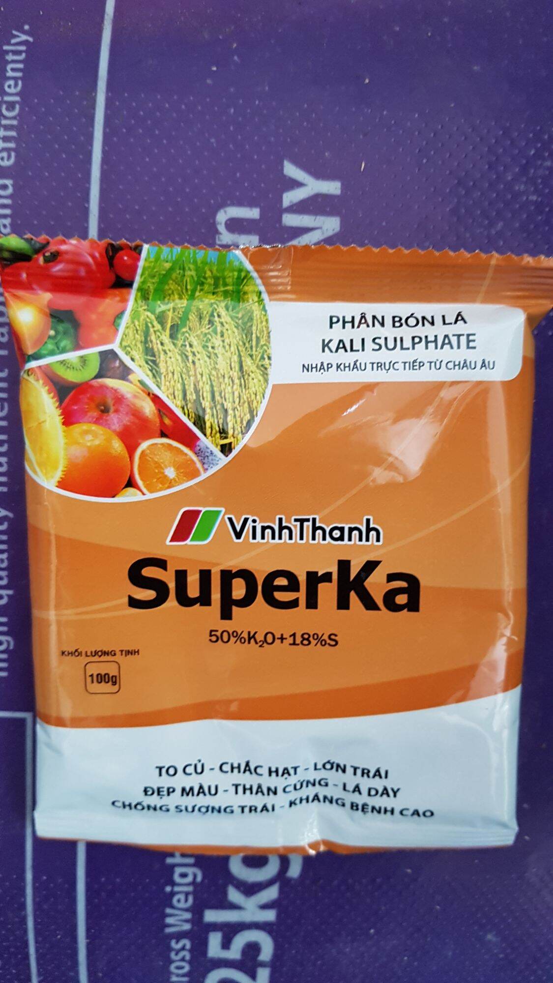 Phân bón lá kali sulphate superka 100gr giúp to củ, chắc hạt, lớn trái
