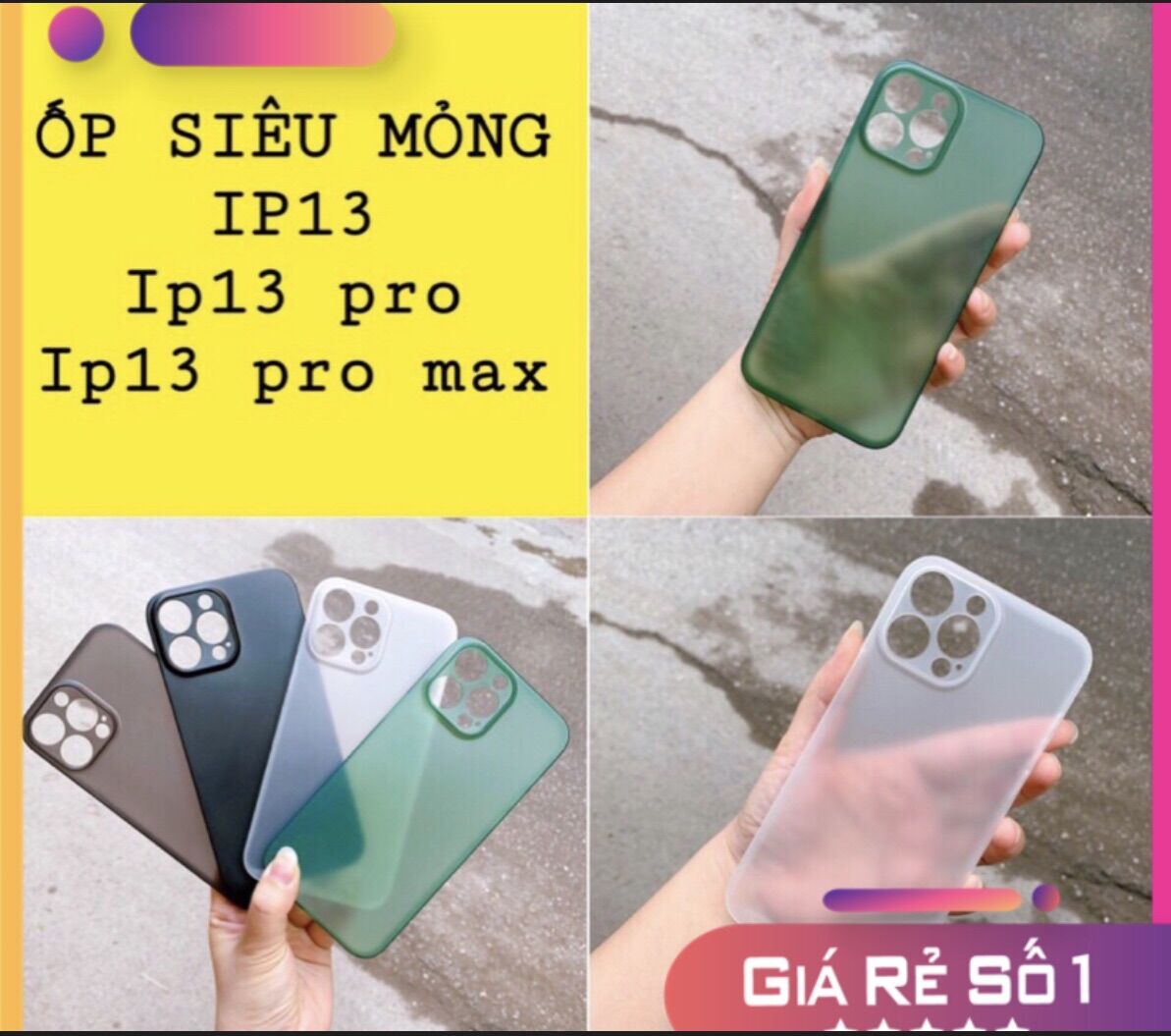 Ốp lưng nhựa siêu mỏng i.phone 13, 13 Pro, 13 Pro Max