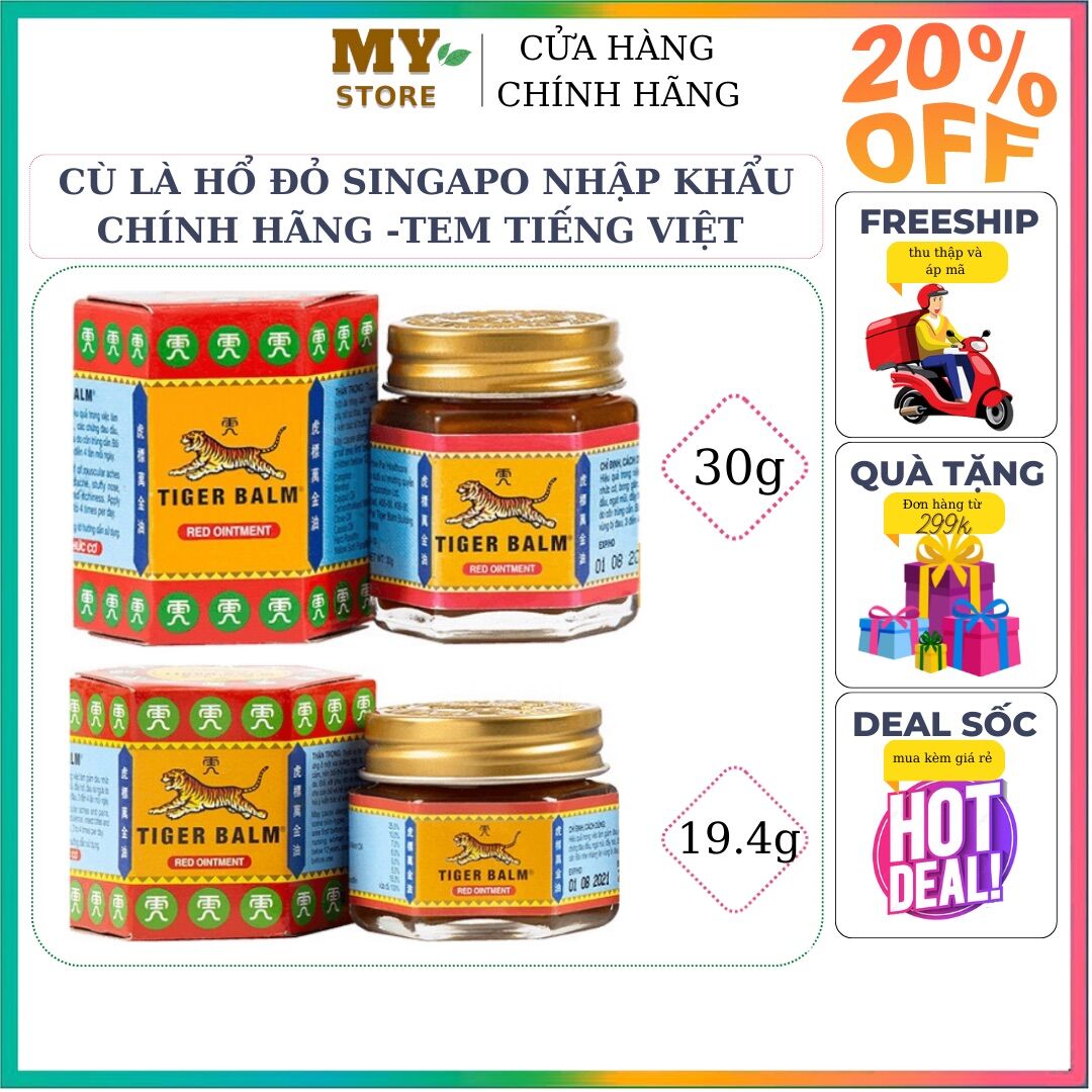 Dầu cù là con hổ tiger balm đỏ nhập khẩu singapore chính hãng 30g/19.4g -tem tiếng việt
