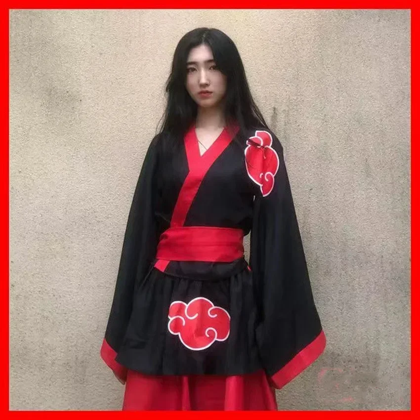 Anime Kim Cosplay Fantasias Vermelho Nuvem Thiết Kế Cotton Nữ Kimono Cho Tiệc Hóa Trang Halloween Game Natuto Yukata Haori Saia Samurai Gueixa