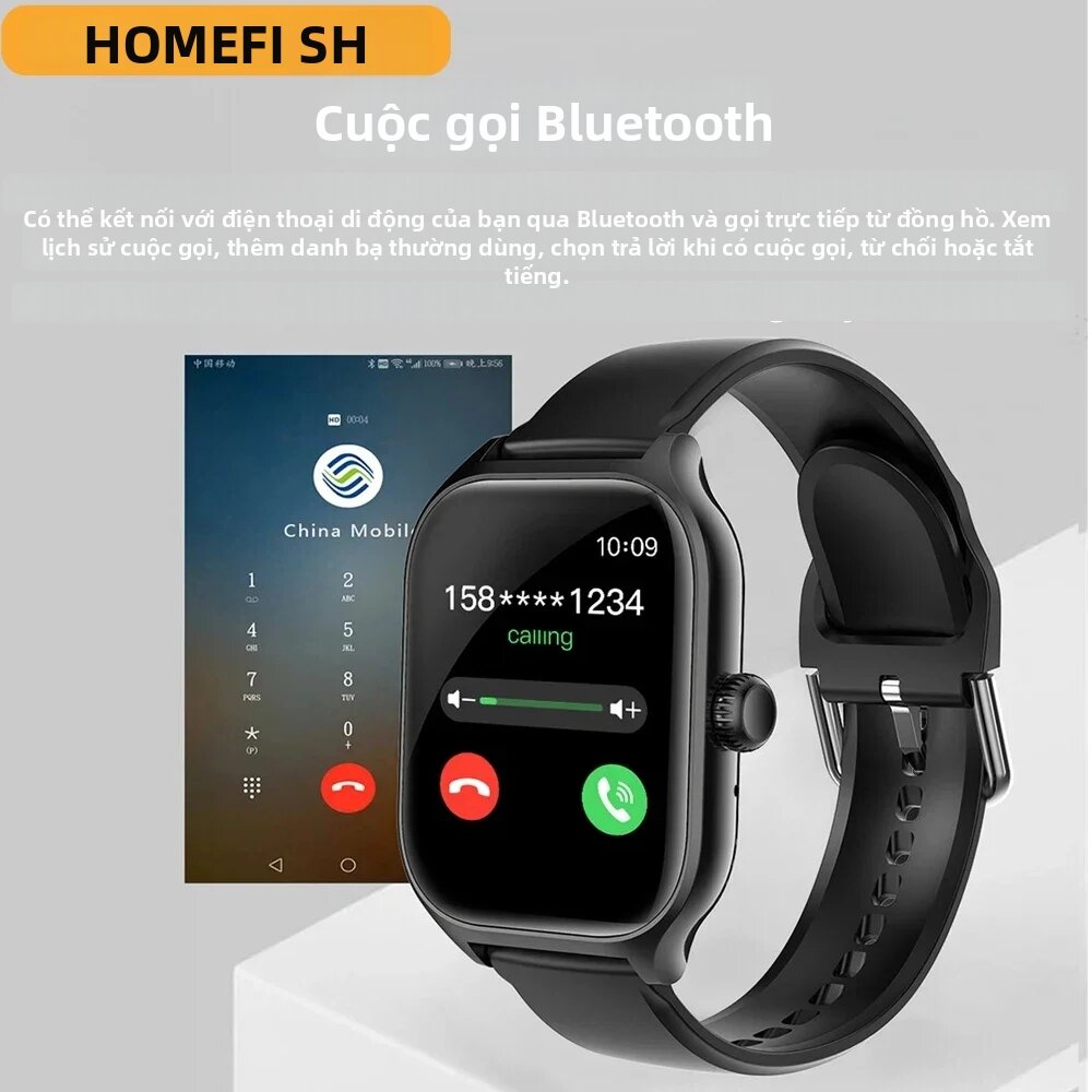 HOMEFISH H9 Đồng Hồ Thông Minh Chức Năng Gọi Điện Bluetooth Chụp Ảnh Từ Xa Theo Dõi Giấc Ngủ & Nhịp Tim Theo Dõi Huyết Áp Nhiều Chế Độ Thể Thao Dành Cho Android