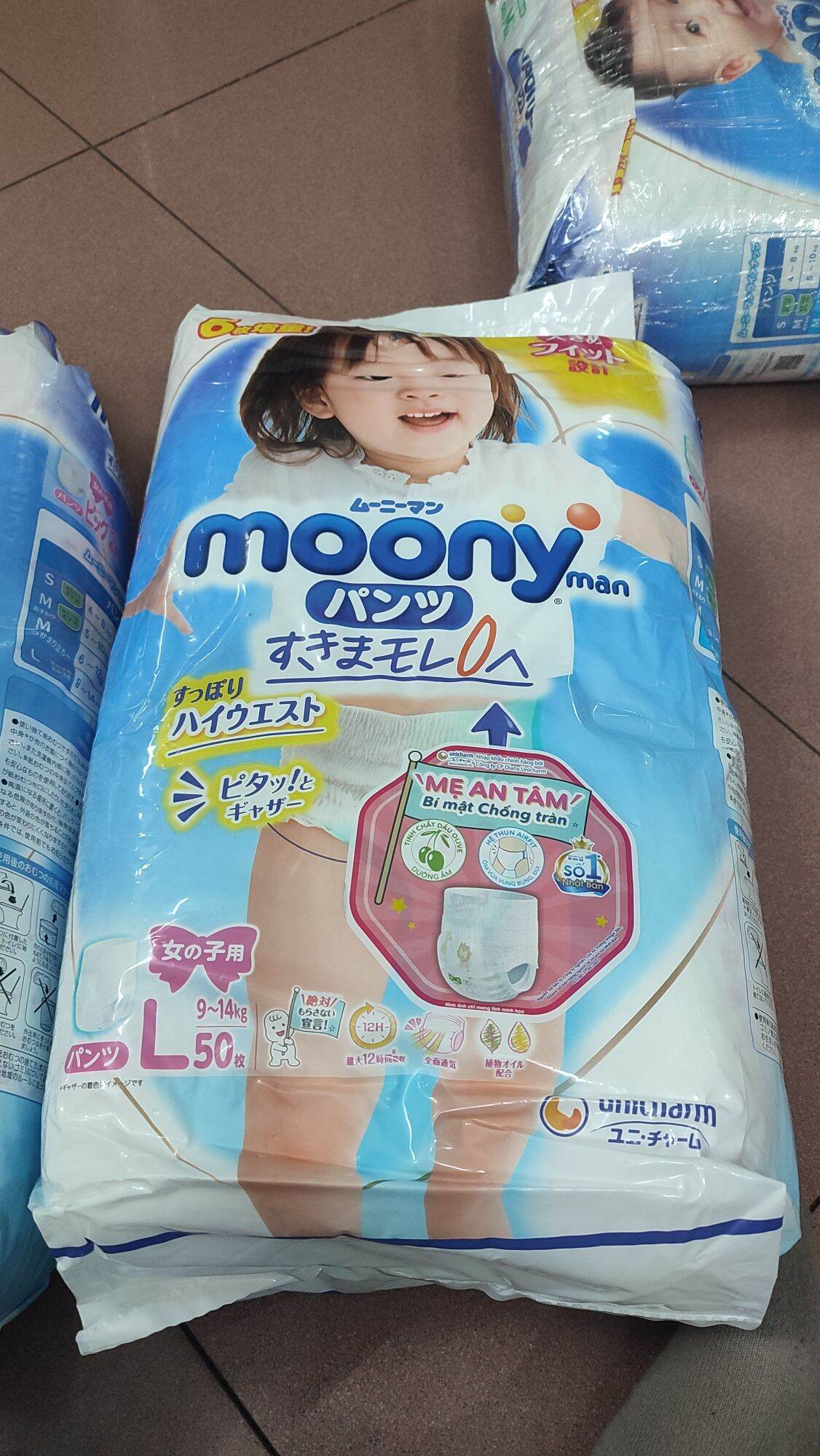 Tã quần bé gái moony l50+6