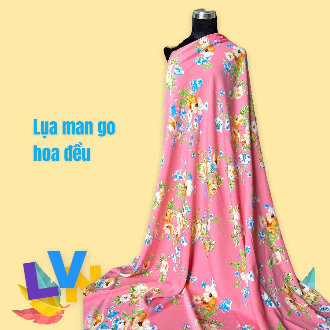 Vải lụa trượt hoa đều may đầm bộ jumpsuit MS3731