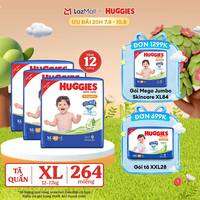 [20h 7-10.8 GIẢM THÊM 90K] Combo 3 Gói Tã/bỉm quần HUGGIES SKINCARE MEGA JUMBO size XL84+4 miếng