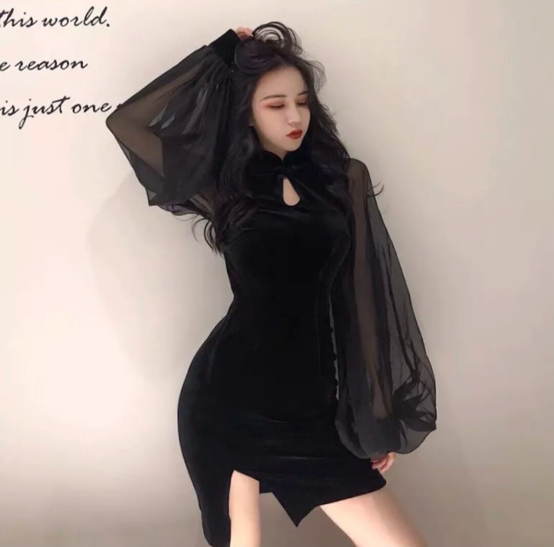 Velvet lace up dress