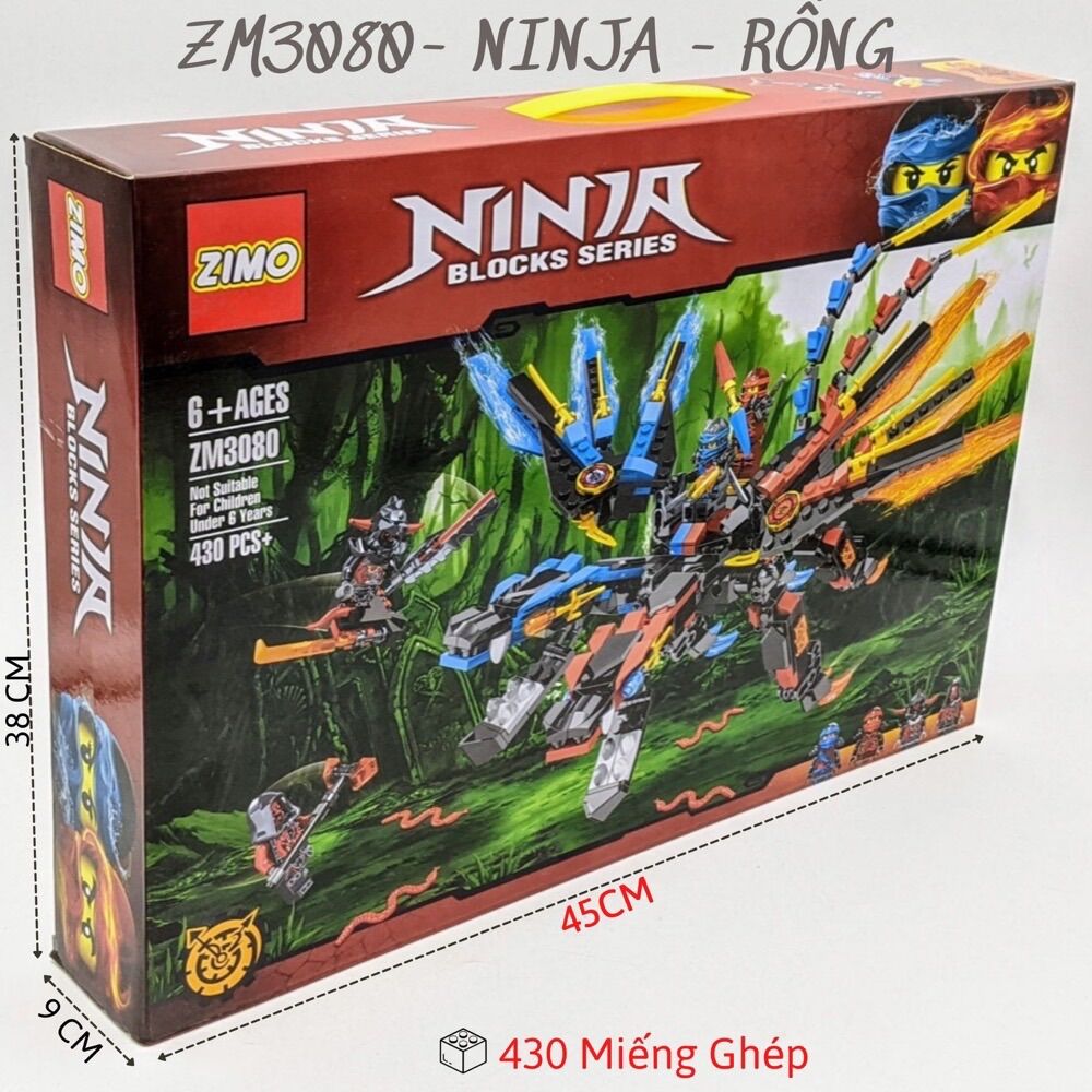 Bộ lắp ráp xếp hình Ninja rồng , lắp ghép ninja 430pcs miếng ghép to
