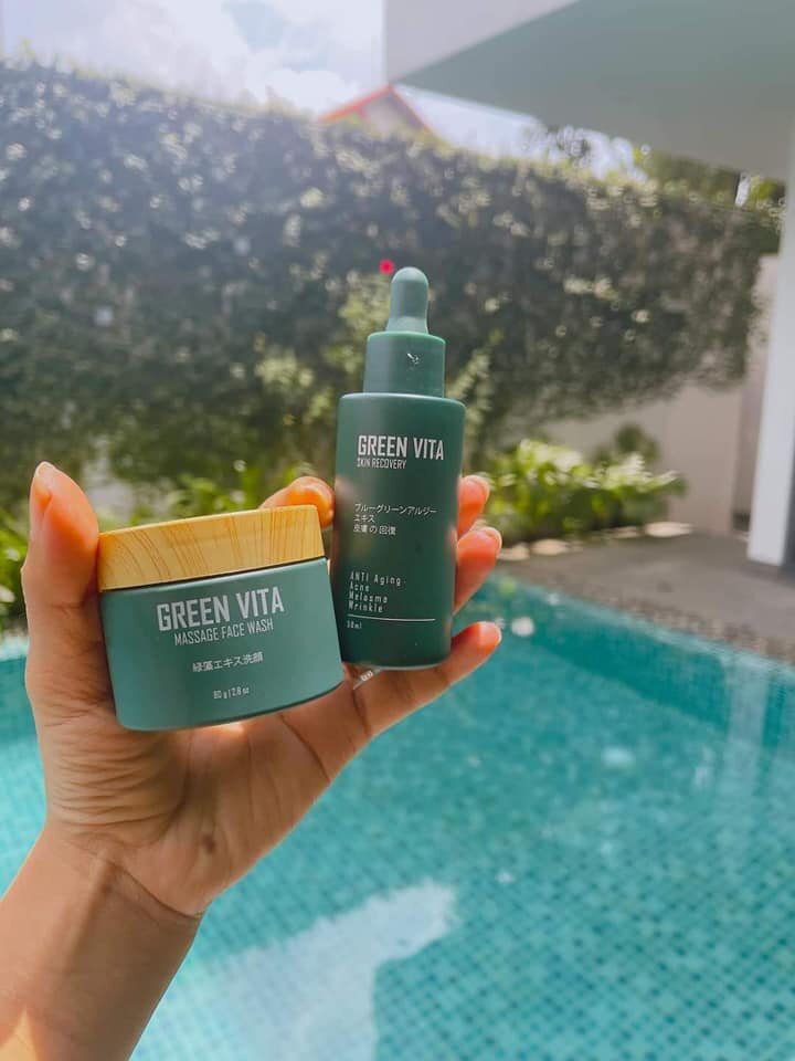 Combo Tái Sinh Da Green Vita (1 Serum và 1 Bột Rửa Mặt)