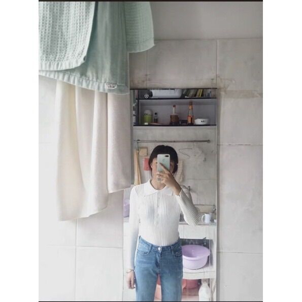 Áo len dài tay cổ bẻ cài cúc ngực classic