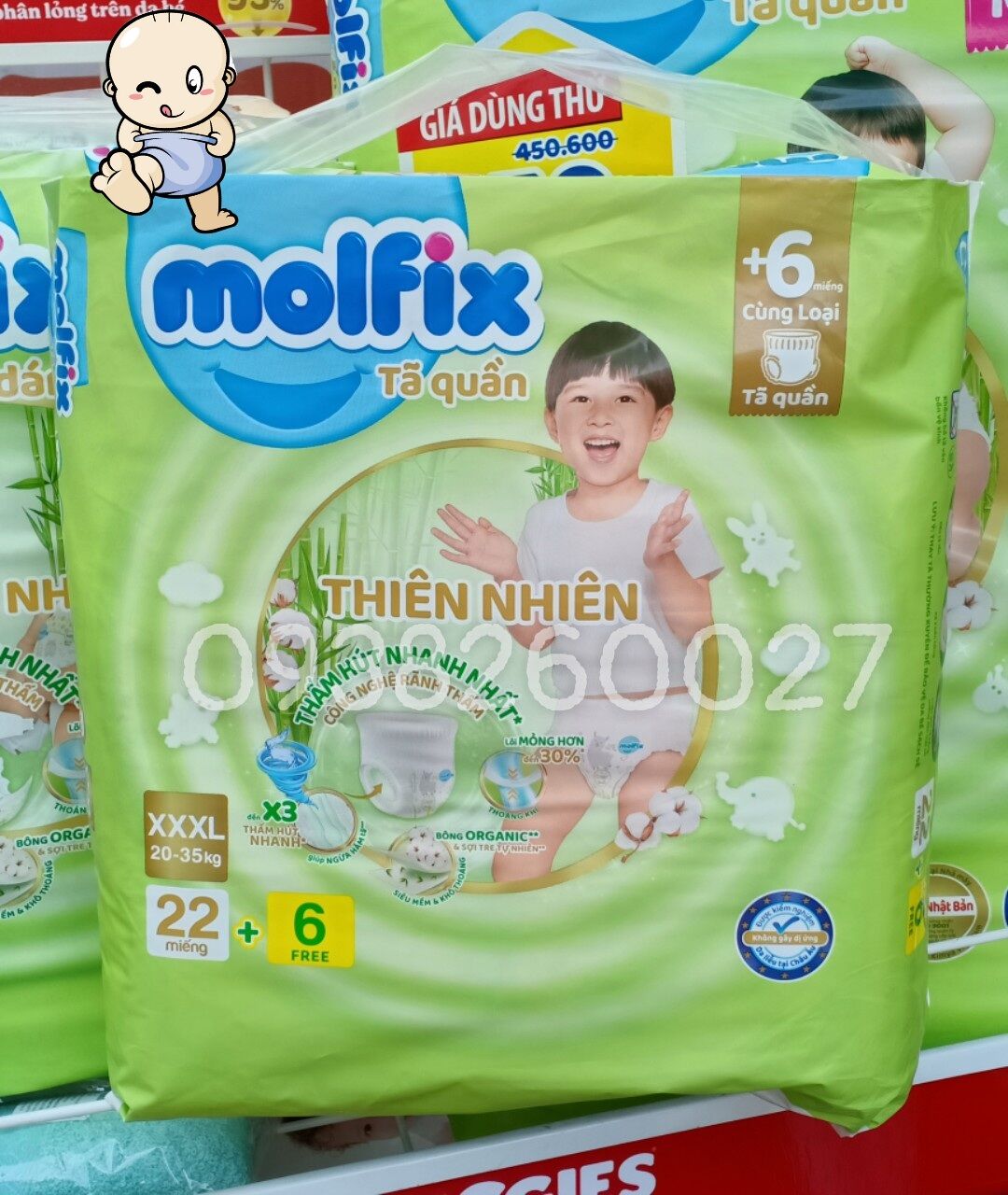 Tã quần molfix xxxl22+6 miếng