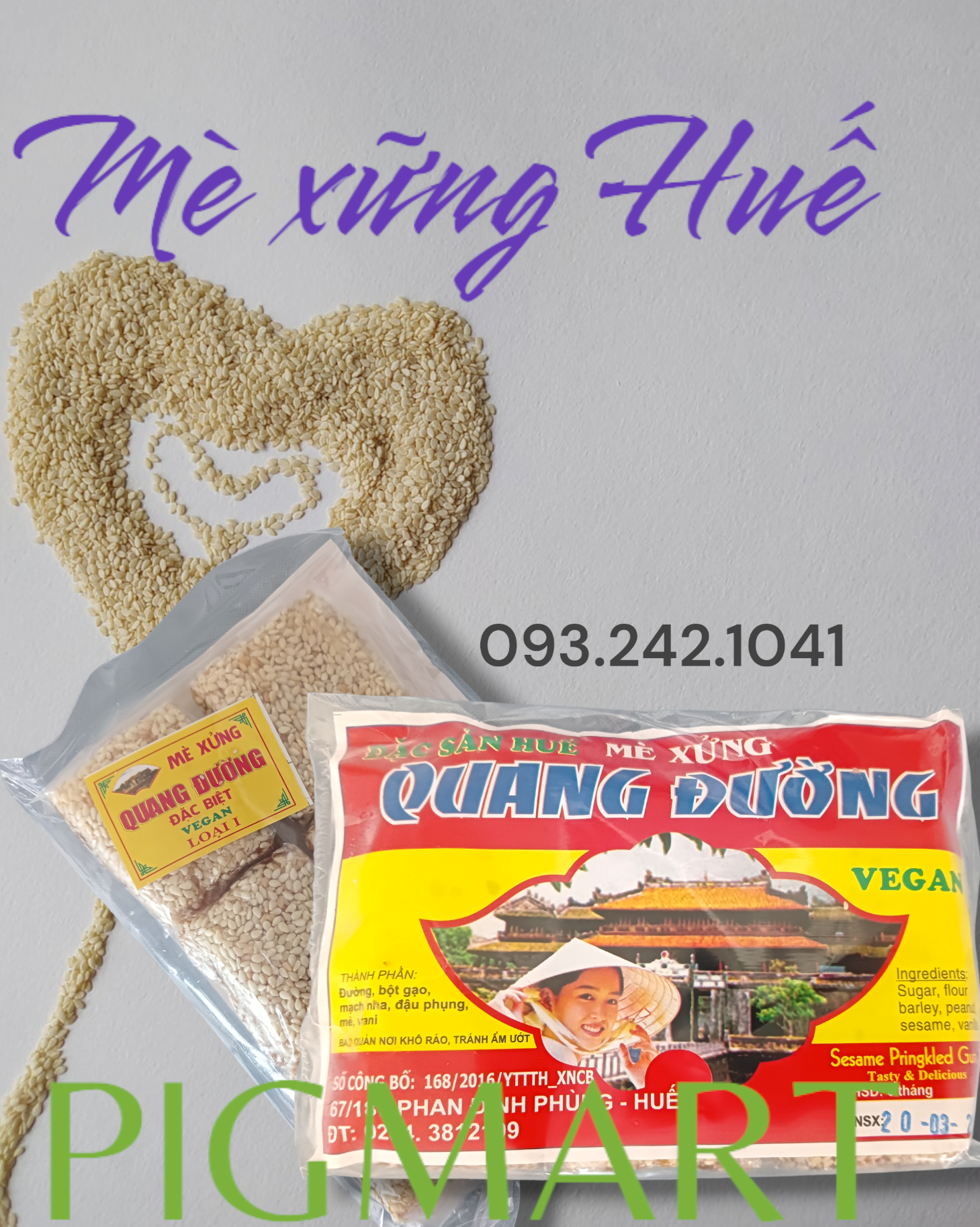 Combo 5 gói mè xửng dẻo quang đường 200g đặc sản huế | pigmart
