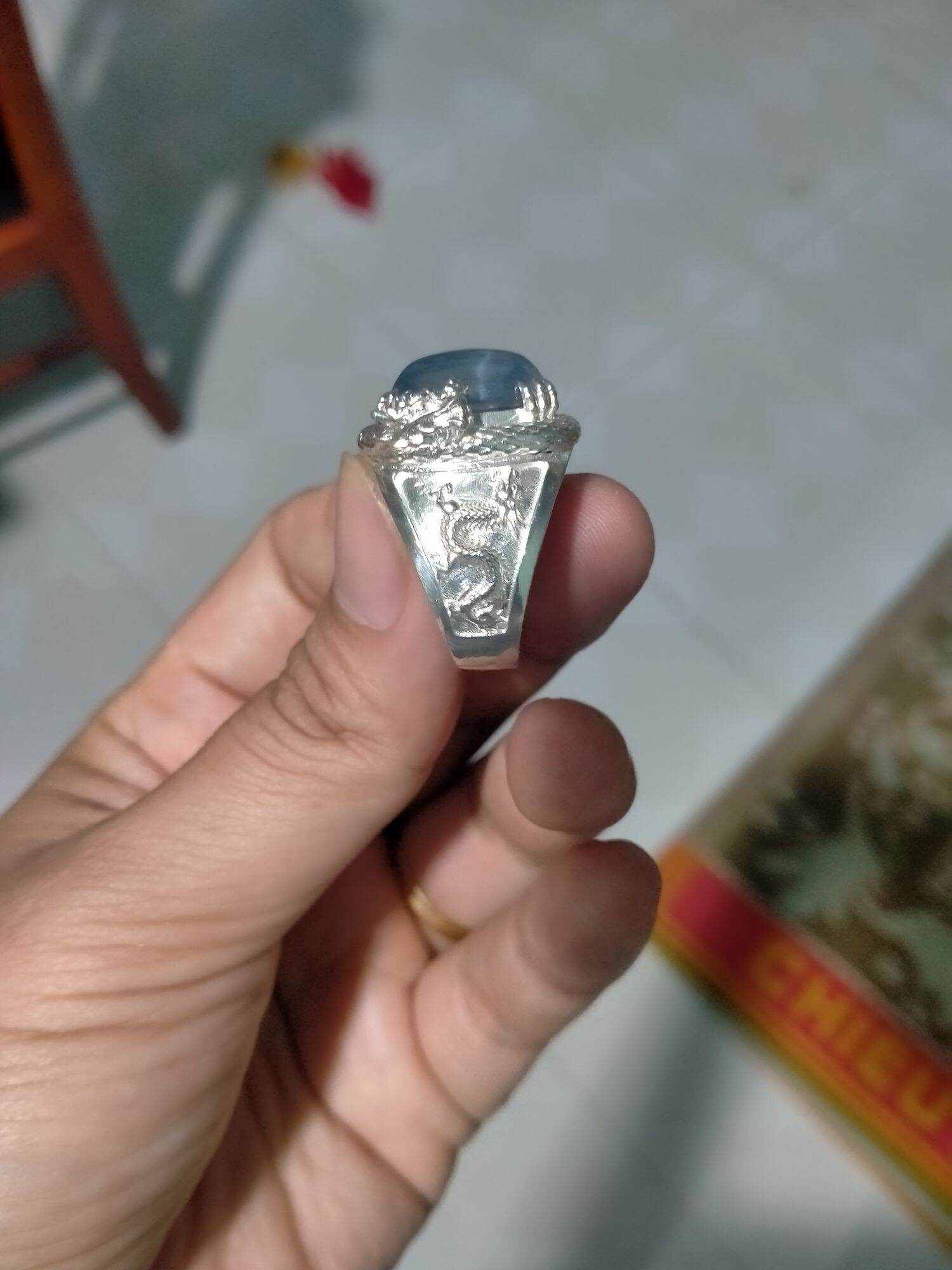 Nhẫn bạc rồng ôm châu