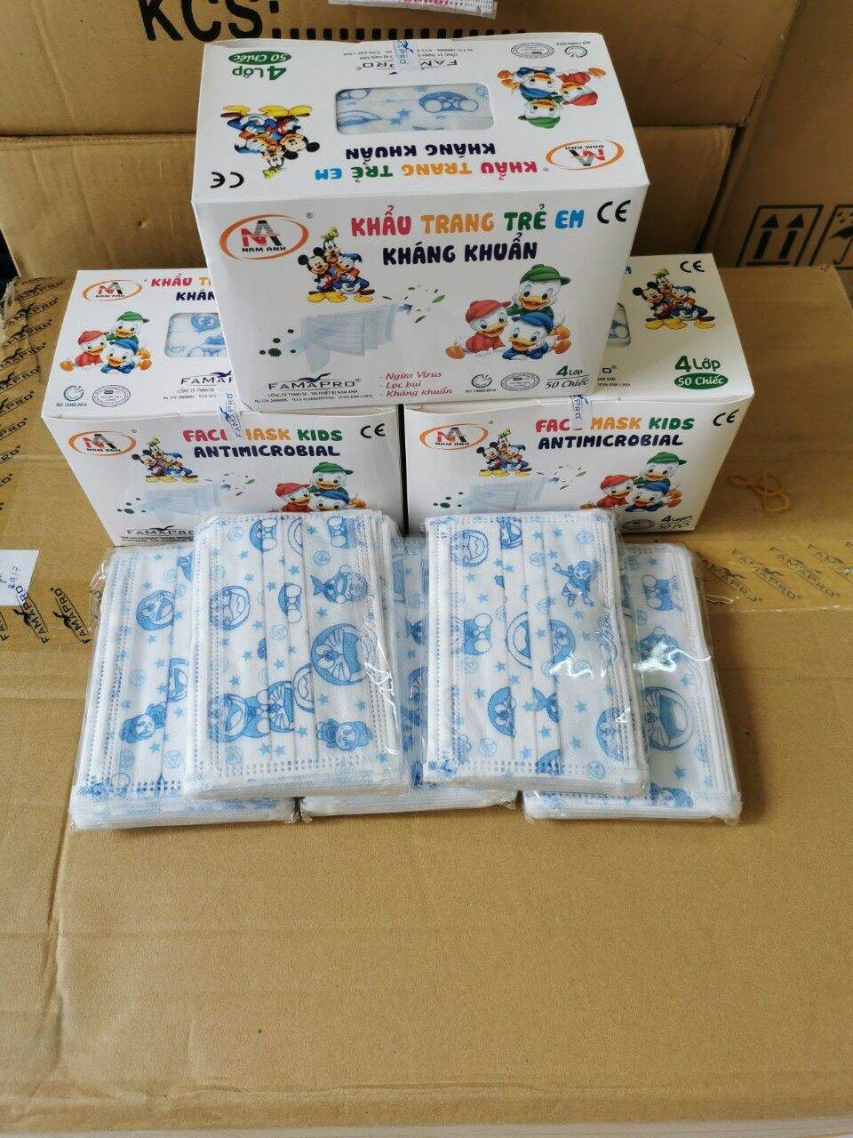 Hộp 50 cái khẩu trang y tế 4 lớp hình thú cho bé