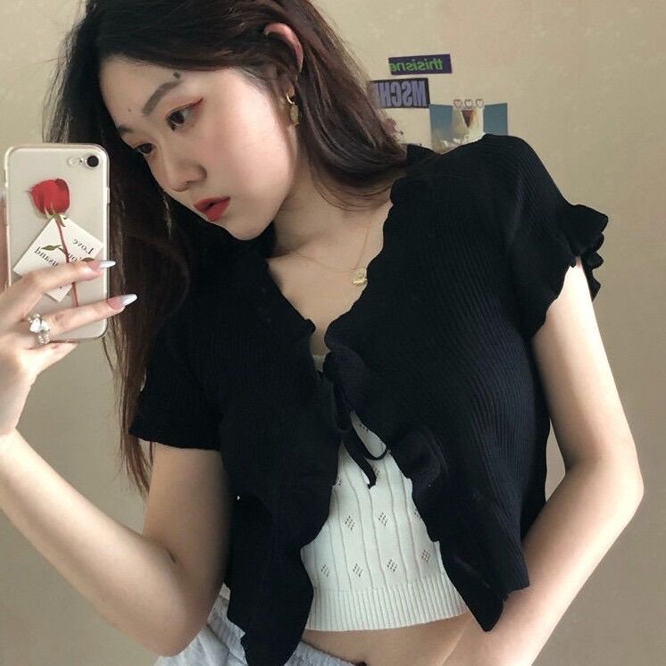 [HCM]ÁO BÈO CỘT DÂY TAY NGẮN CROPTOP