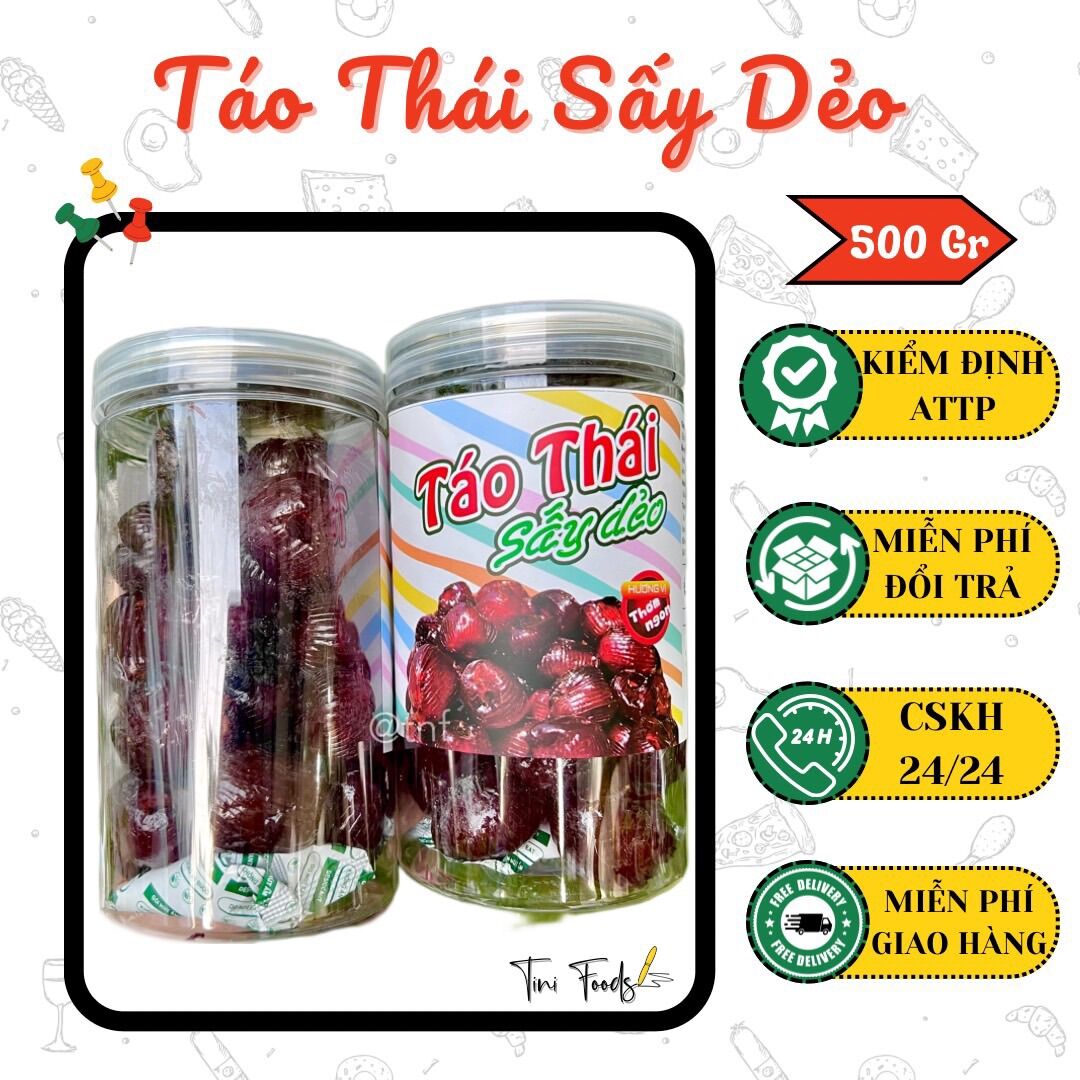 Mứt táo thái lan không đường sấy dẻo loại 1 chua ngọt không hột 500gr
