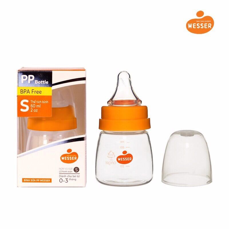 Bình sữa Wesser cổ hẹp 60ml- 140ml- 250ml