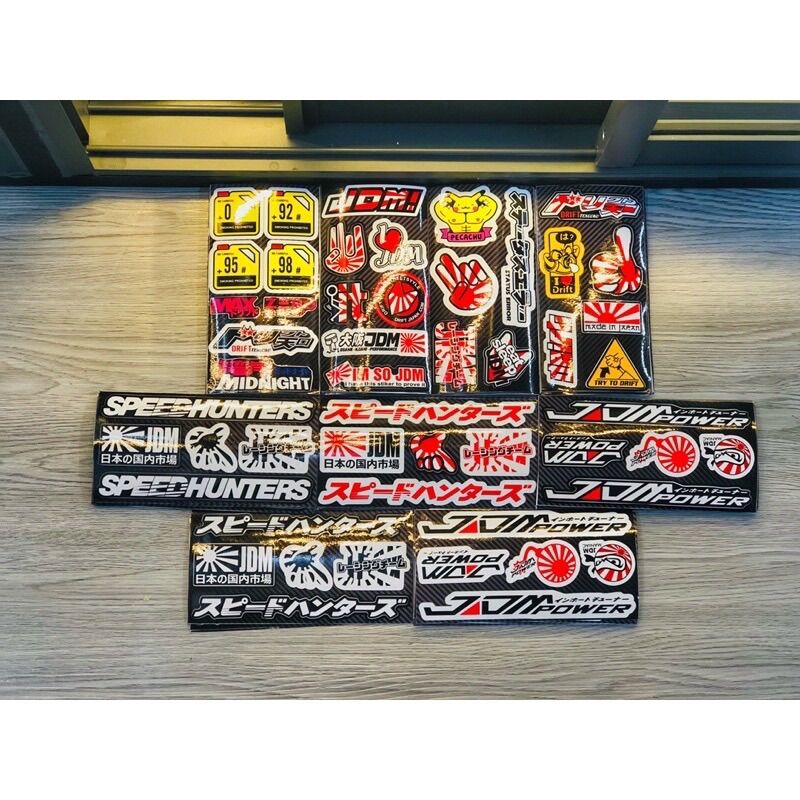 Tem logo sticker mini theo sét trang trí xe máy kiểu jdm japan