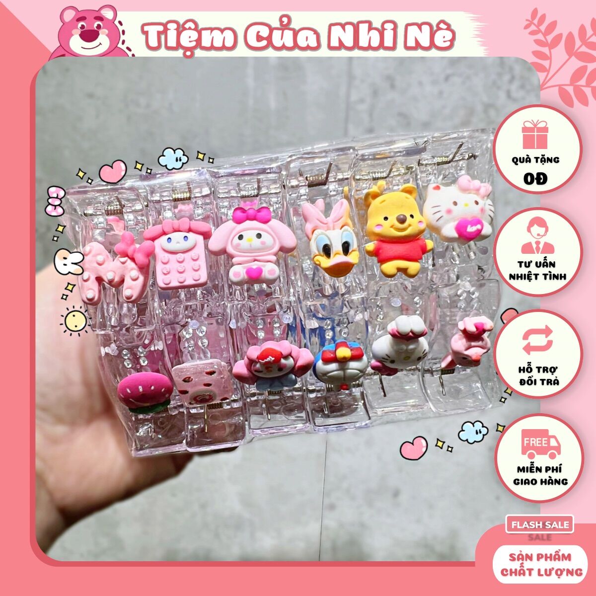 Set 12 kẹp càng cua 3 răng hoạt hình