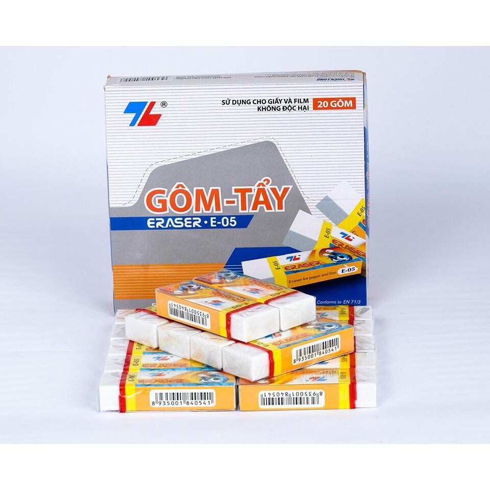 Combo 5 cục gôm tẩy siêu mềm dẻo loại lớn Thiên Long chính hãng E-05