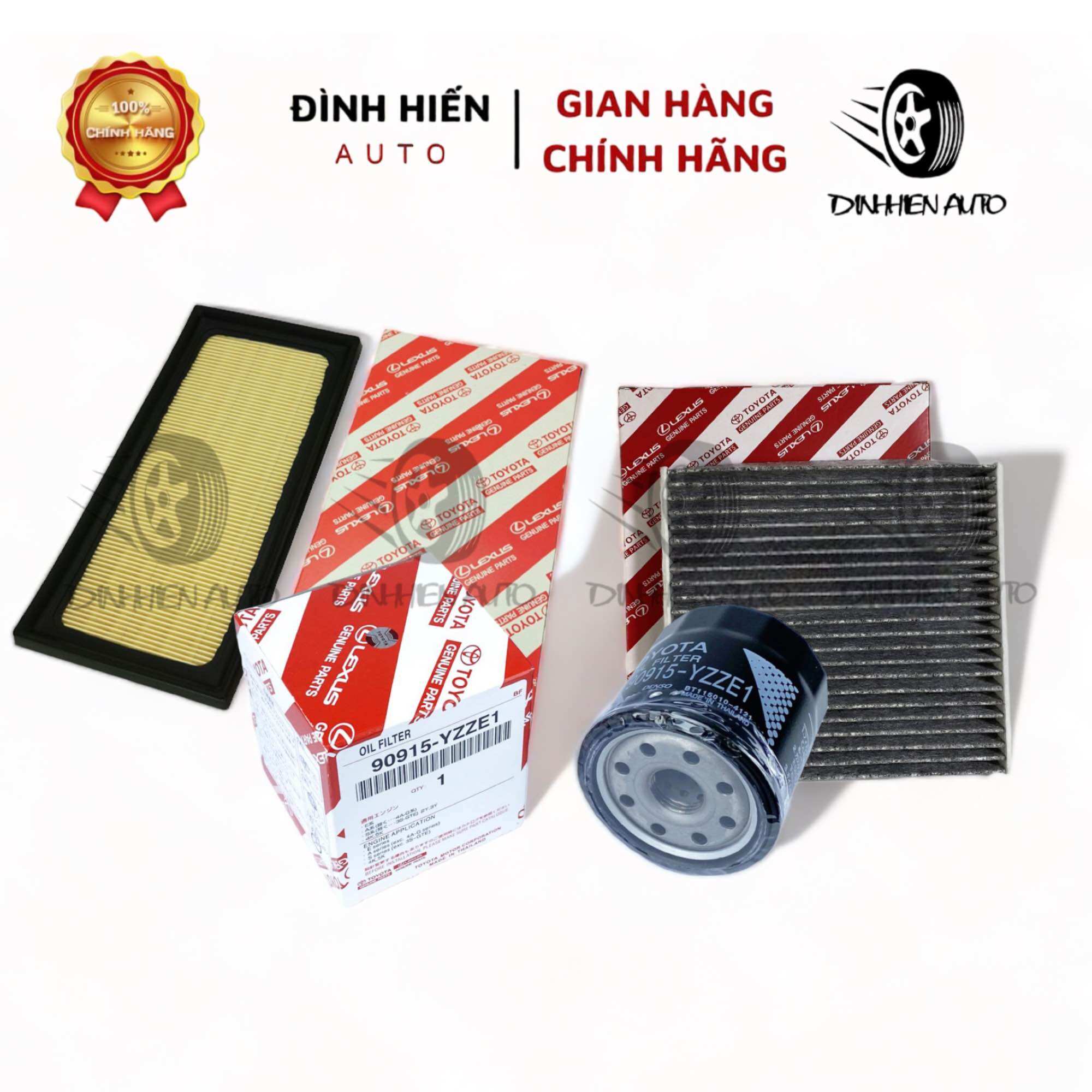 Combo 3 lọc Toyota Vios : Lọc gió động cơ + lọc gió điều hoà + lọc nhớt, lọc dầu động cơ Vios