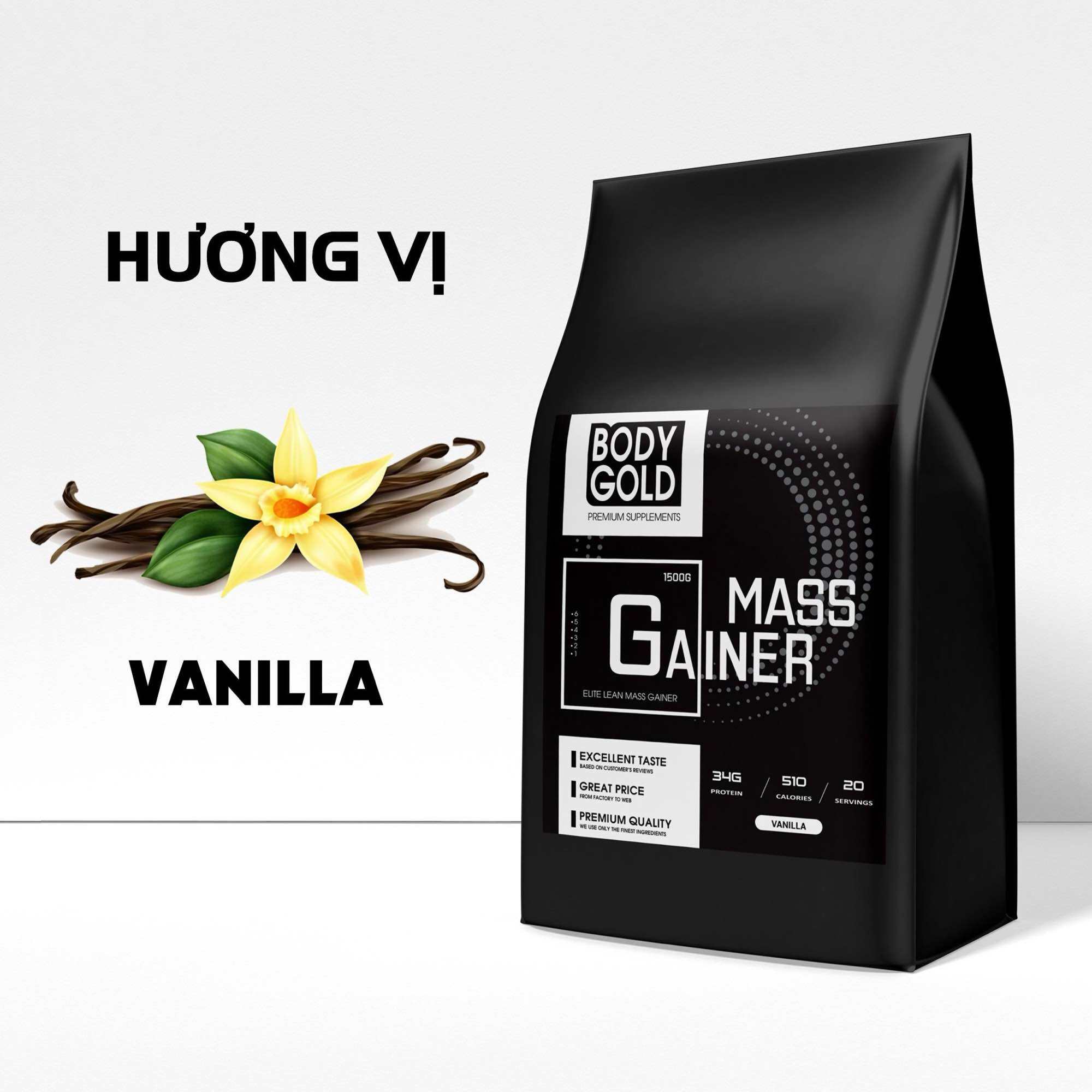 (Combo 2 Túi + Bình Lắc)Sữa Tăng Cân Tăng Cơ Mass Gainer Body Gold Túi 15 kg