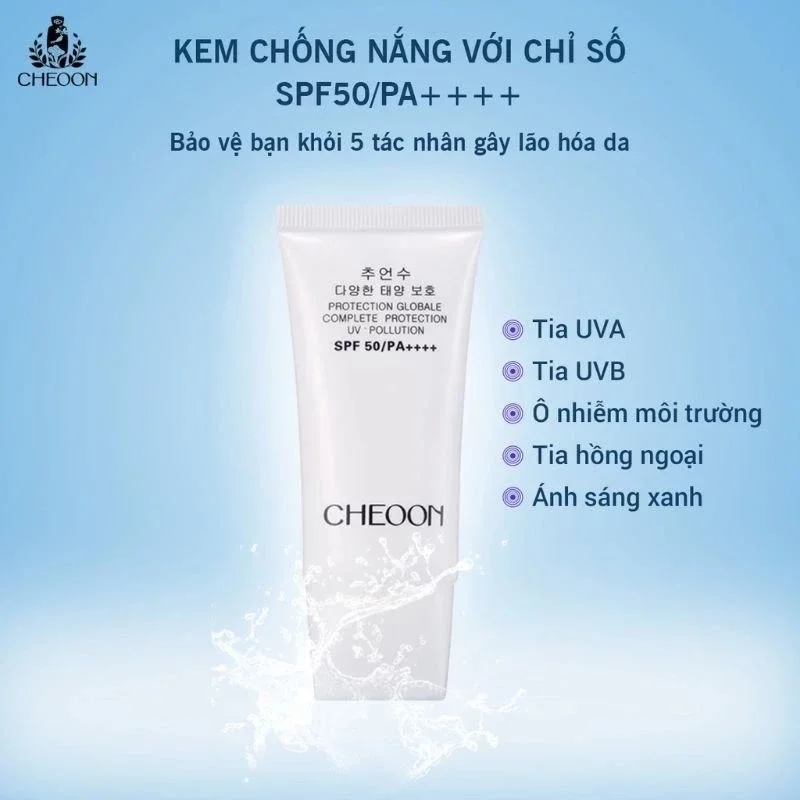 (Date 04/2025)Kem chống nắng Hàn Quốc CHEOON 30g spf50 pa++++ , nâng tone nhẹ tự nhiên , không nhờn rít , khô thoáng