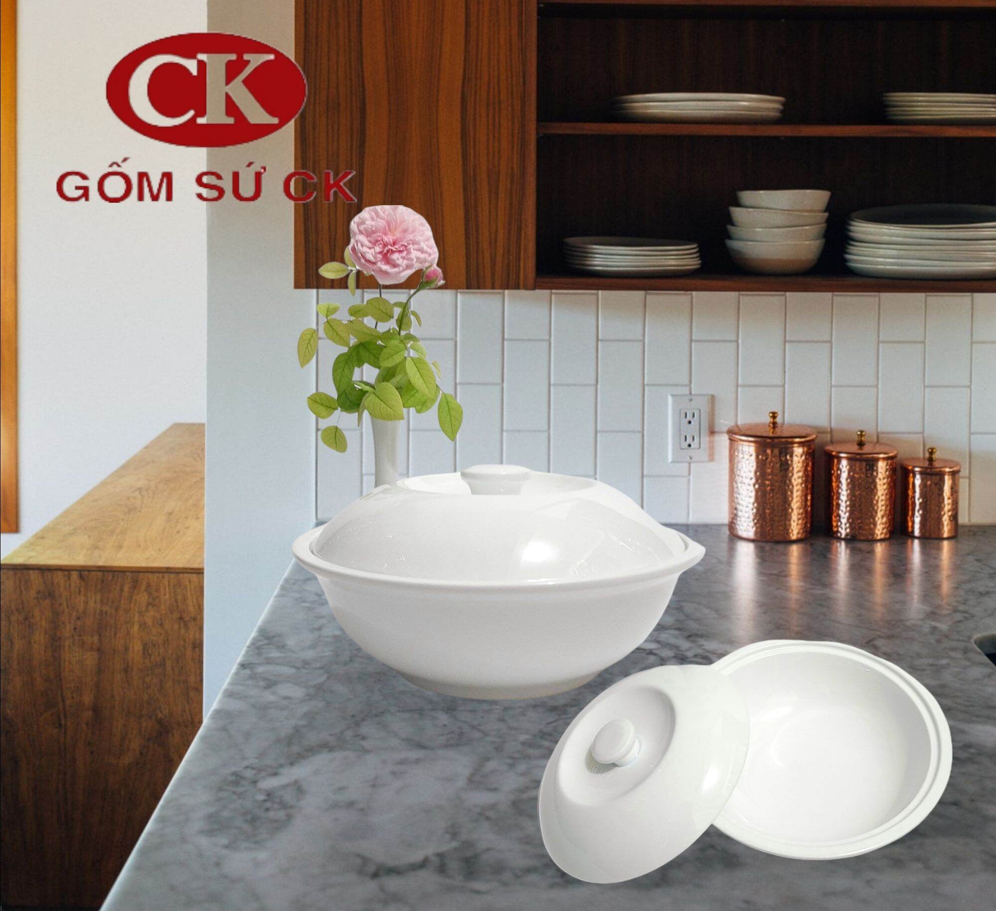Thố sứ lớn đựng cơm, soup gốm sứ CK Việt Nam