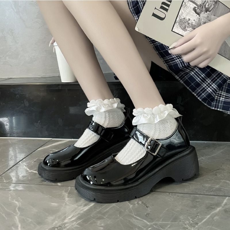 Giày bup bê nữ đê 3 phân da bóng tiêu thư mã52