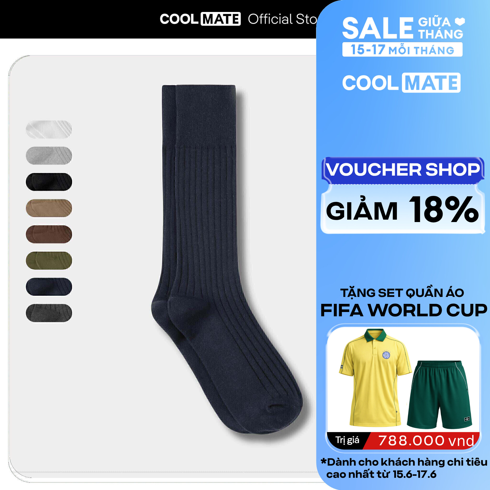 Tất cổ dài Cotton Ribbed Coolmate Thoáng khí