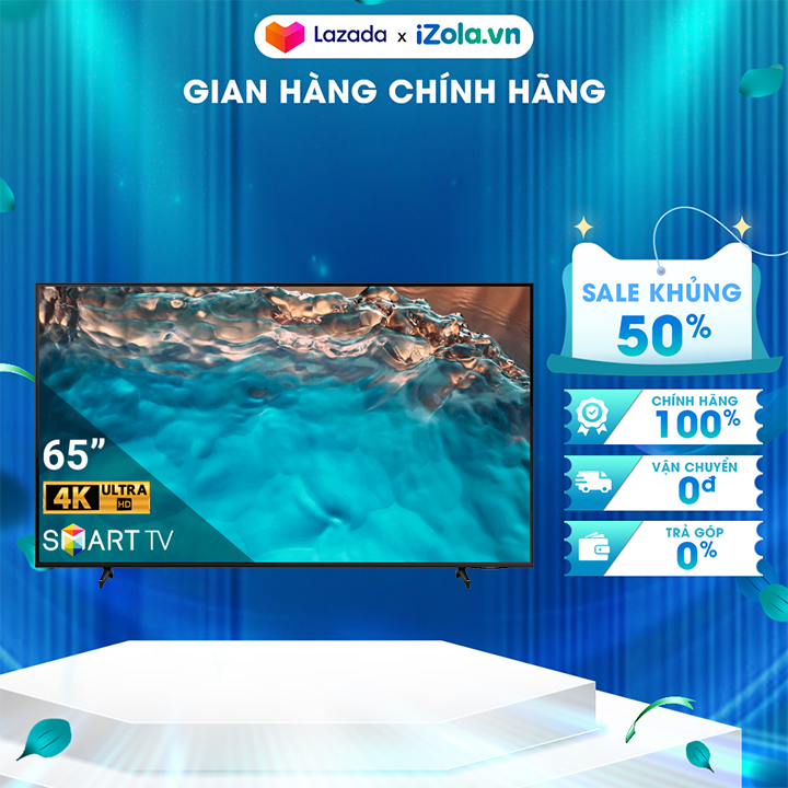 Smart tivi samsung 4k 65 inch ua65bu8000 mới 2022