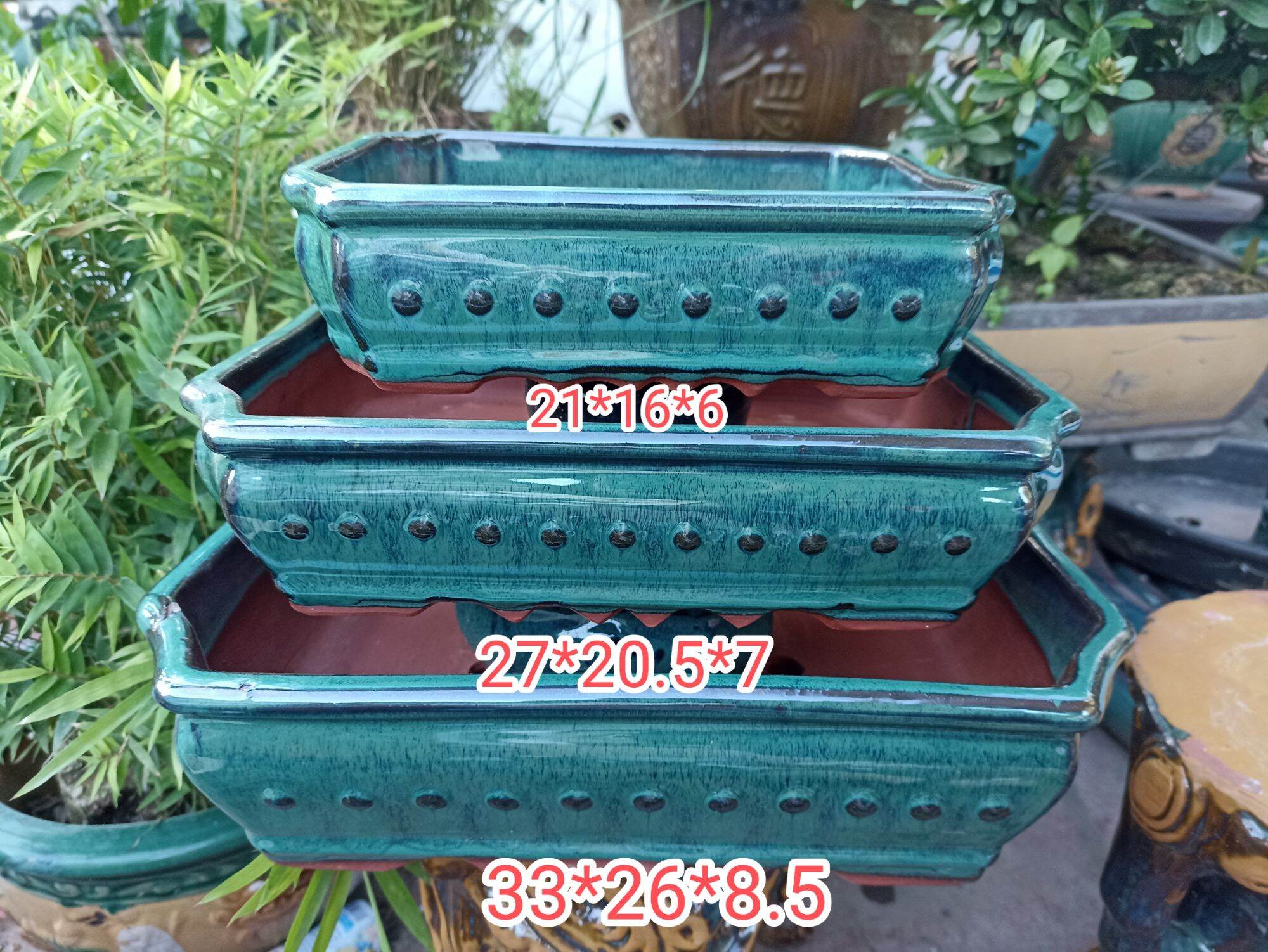 Bộ 3 chậu chữ nhật chấm bi cao cấp