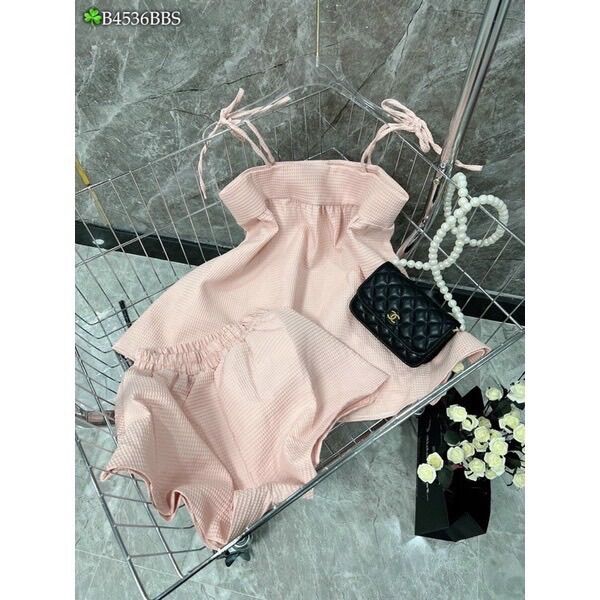(Shop bigsize nữ 50kg đến 90kg) Set áo dây mix quần short