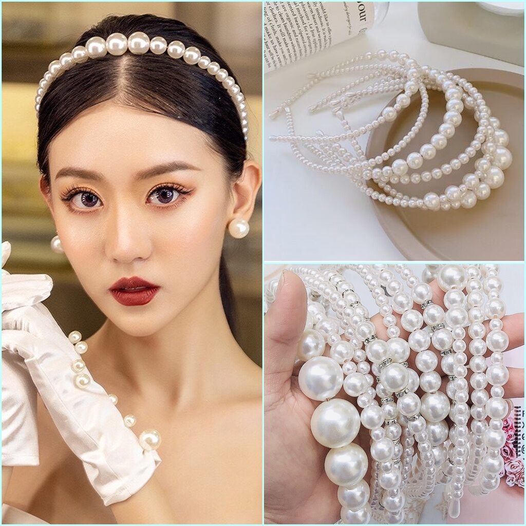 Băng đô cài tóc đính ngọc trai Pk034