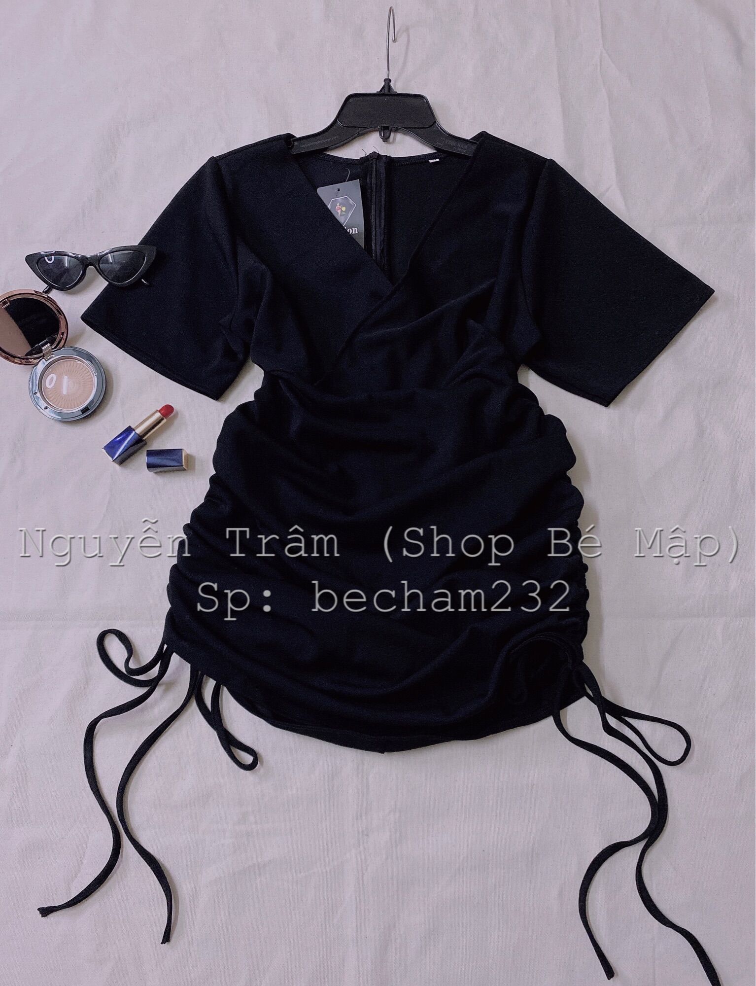 Đầm Body Đắp Chéo Rút Dây BigSize 65-85Kg [Hình Thật Chính Chủ]