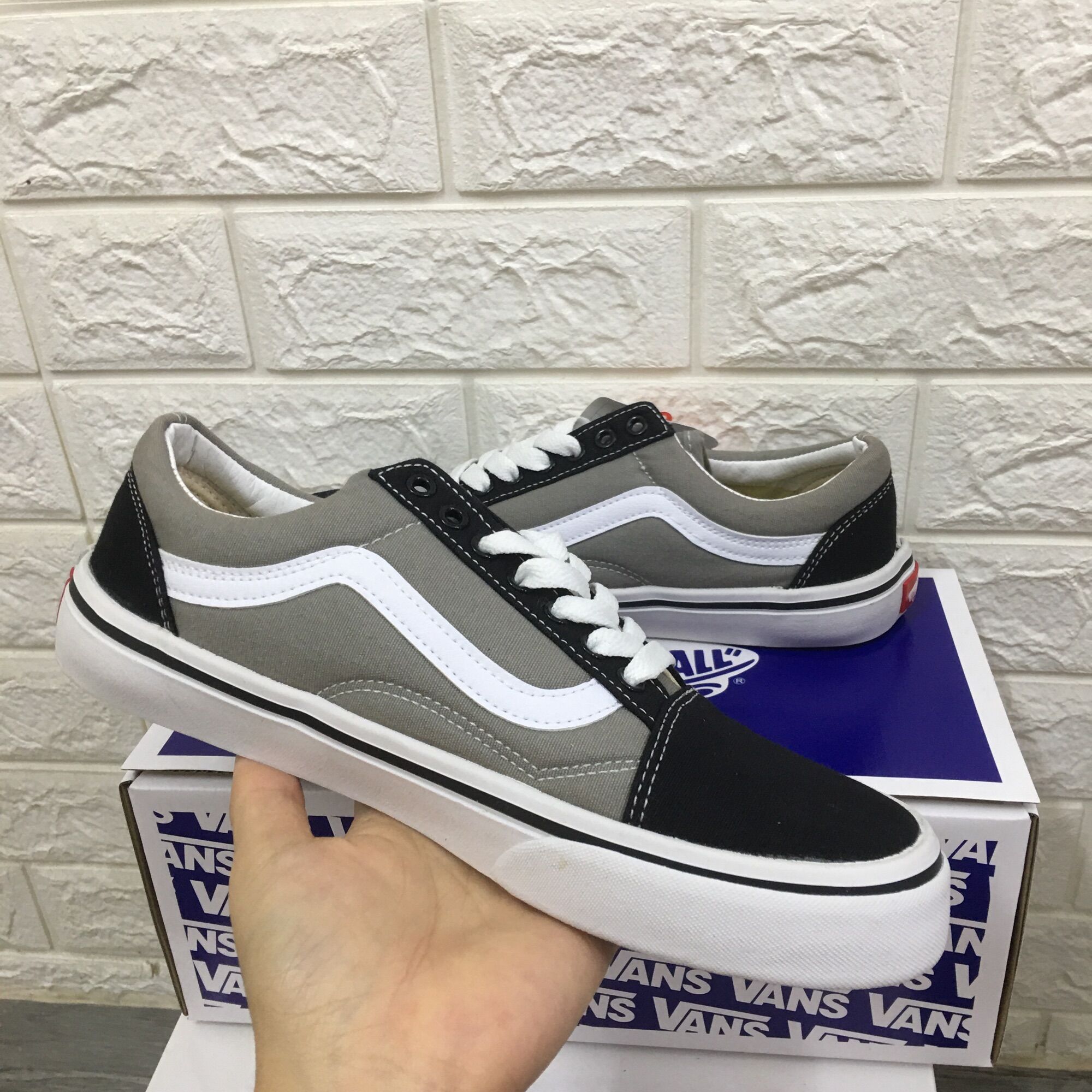 Giày vans old skool pha xám đen size 36->43 NAM NỮ