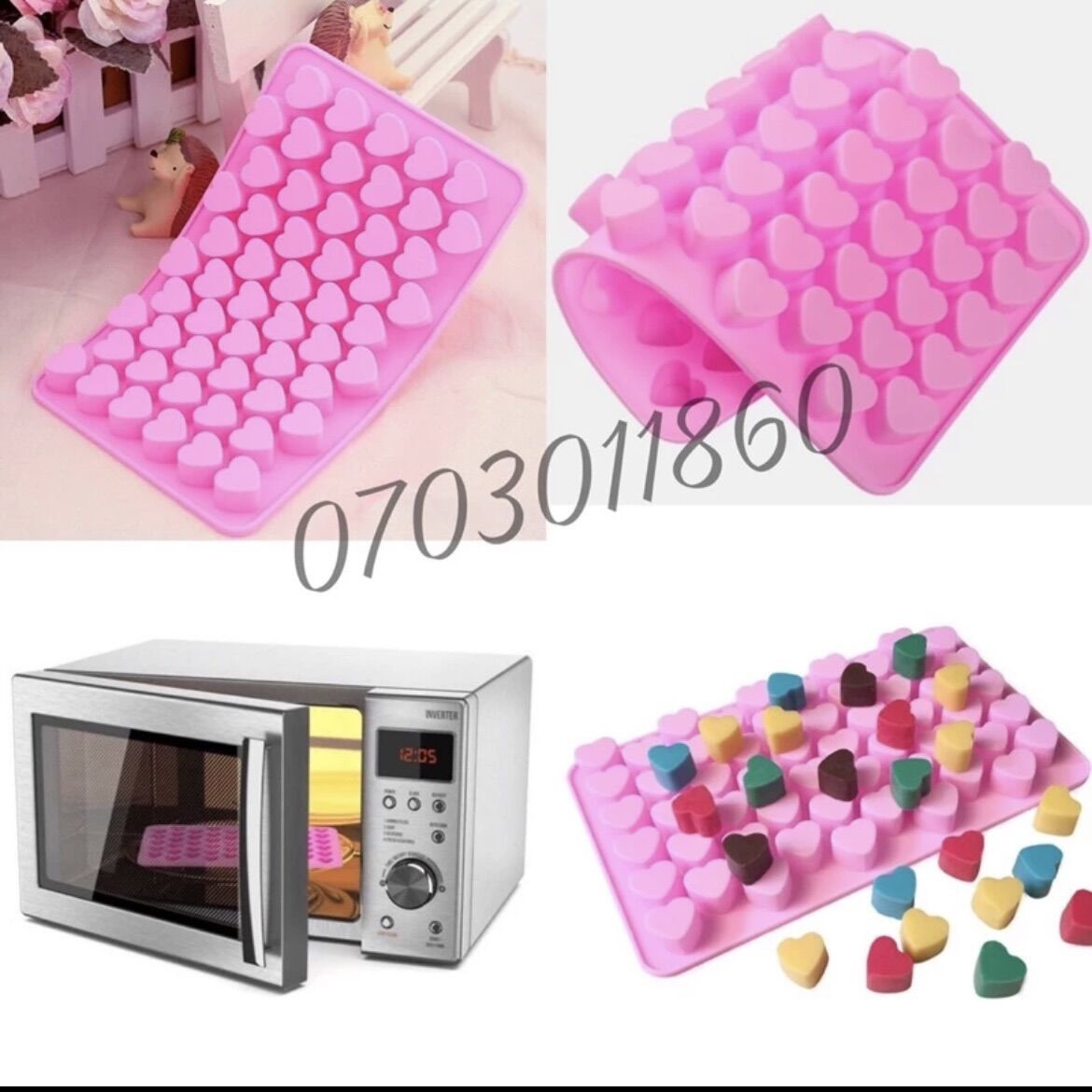 Khuôn silicone vỉ Trái tim 55 cái nhỏ - 1 cái