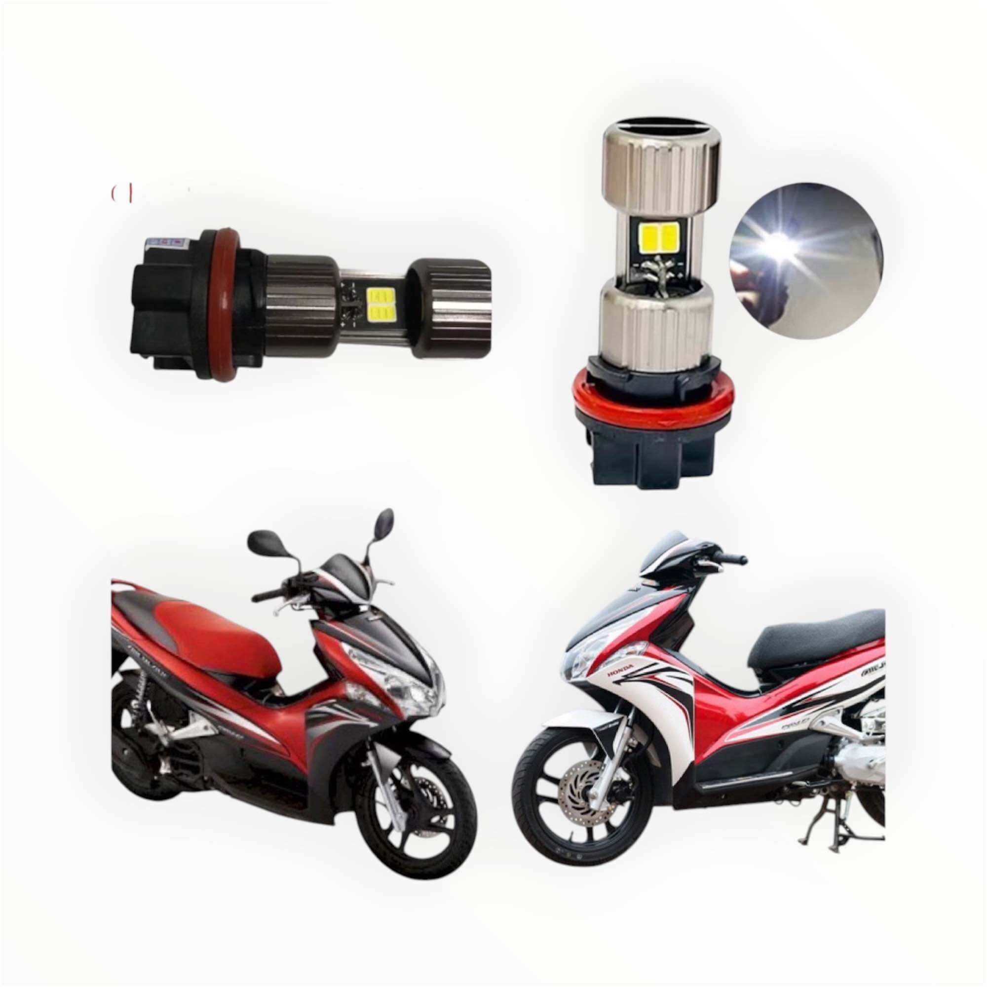 Bộ 2 bóng led siêu sáng cho Air Blade 2011/2012 ( đầu bò) 110cc phân khối