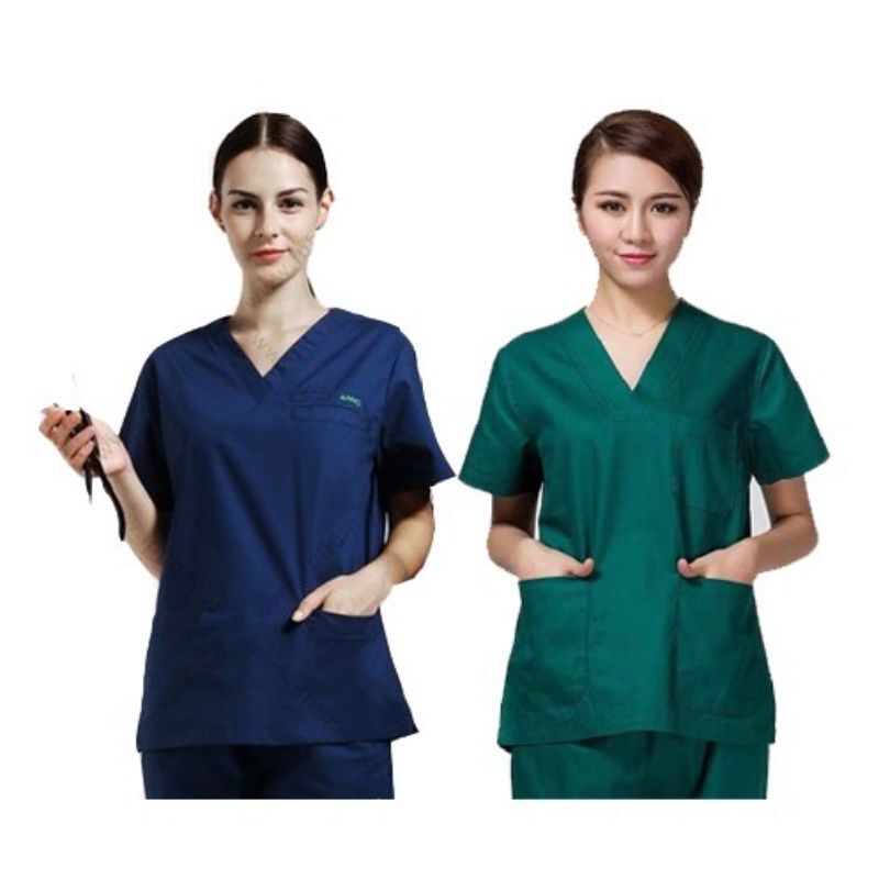 Bộ Blu xanh rêu phòng mổ Nam/Nữ - Quần áo phẫu thuật - Spa - Thẩm mỹ viện vải lon Mỹ cực mát