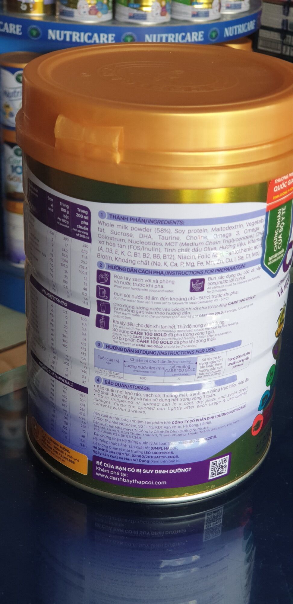 Sữa bột Care 100 Gold 900g
