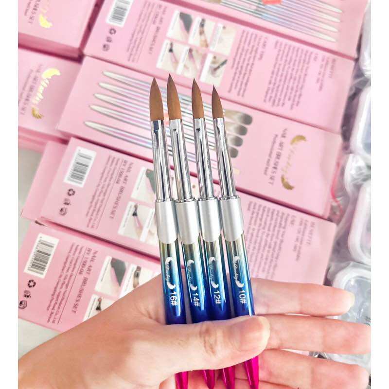 Cọ đắp bột nail - set 4 cây cọ đắp bột ( số 10-12-14-16) sợi lông cọ mềm mượt
