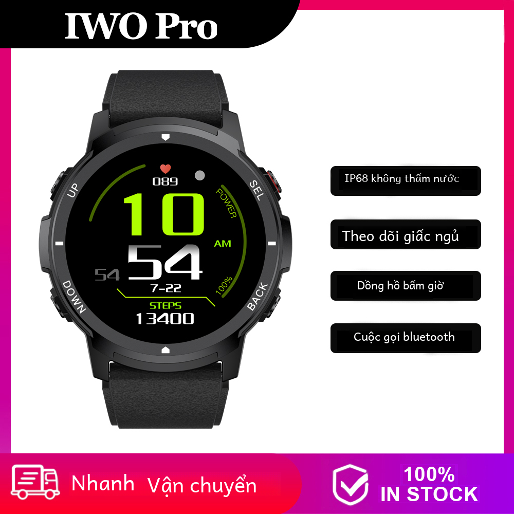 Đồng hồ thông minh Iwo Pro S52 dành cho nam Màn hình Ips tròn 1,39 inch HD 100 chế độ thể thao Ip68 Cuộc gọi Bluetooth chống nước Theo dõi nhịp tim &amp; giấc ngủ Thời trang Silica Gel Band