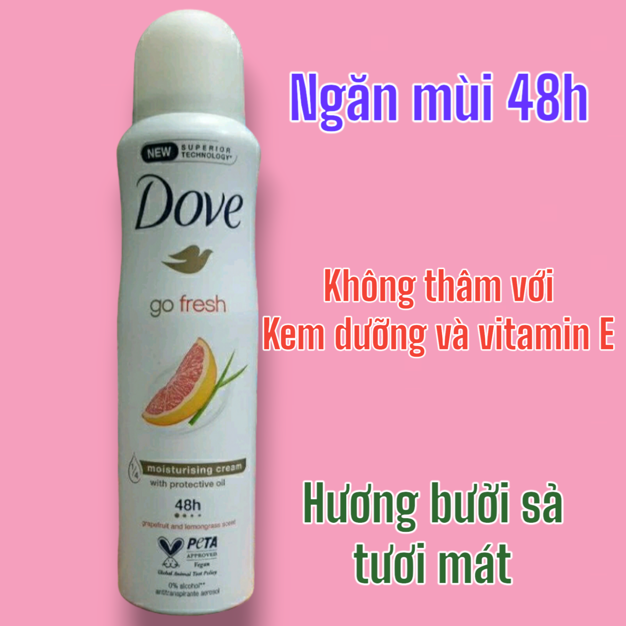  Xịt khử mùi dove go fresh 150ml ngăn mùi 48h hương bưởi sả 