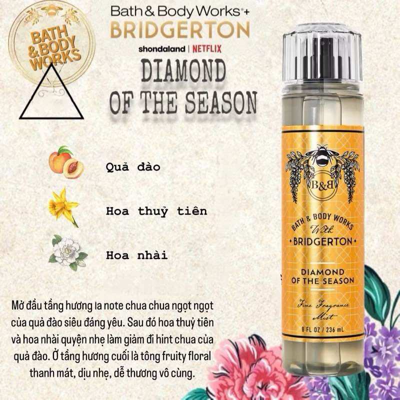 Xịt Thơm Toàn Thân Bath BRIDGERTON DIAMOND OF THE SEASON MIST 236ml