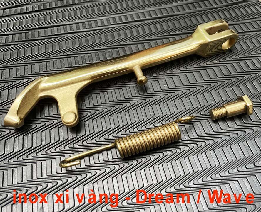 Chân chống đặc inox dream wave xi vàng