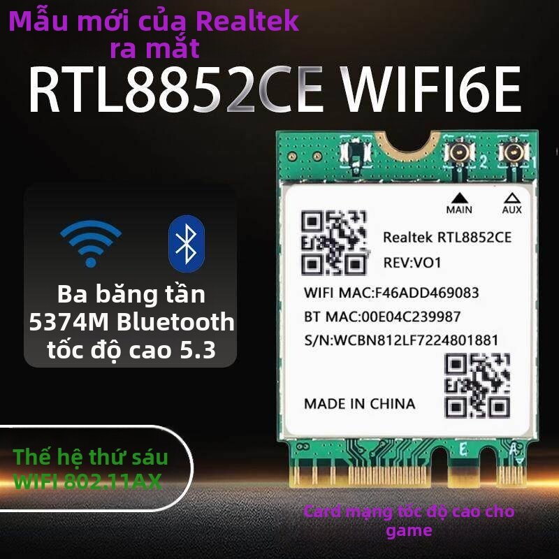CHEXIA | Bluetooth 5.3 WiFi 6 Internal Wireless Network Card Giá 311,000 Đồng*Miễn phí vận chuyển