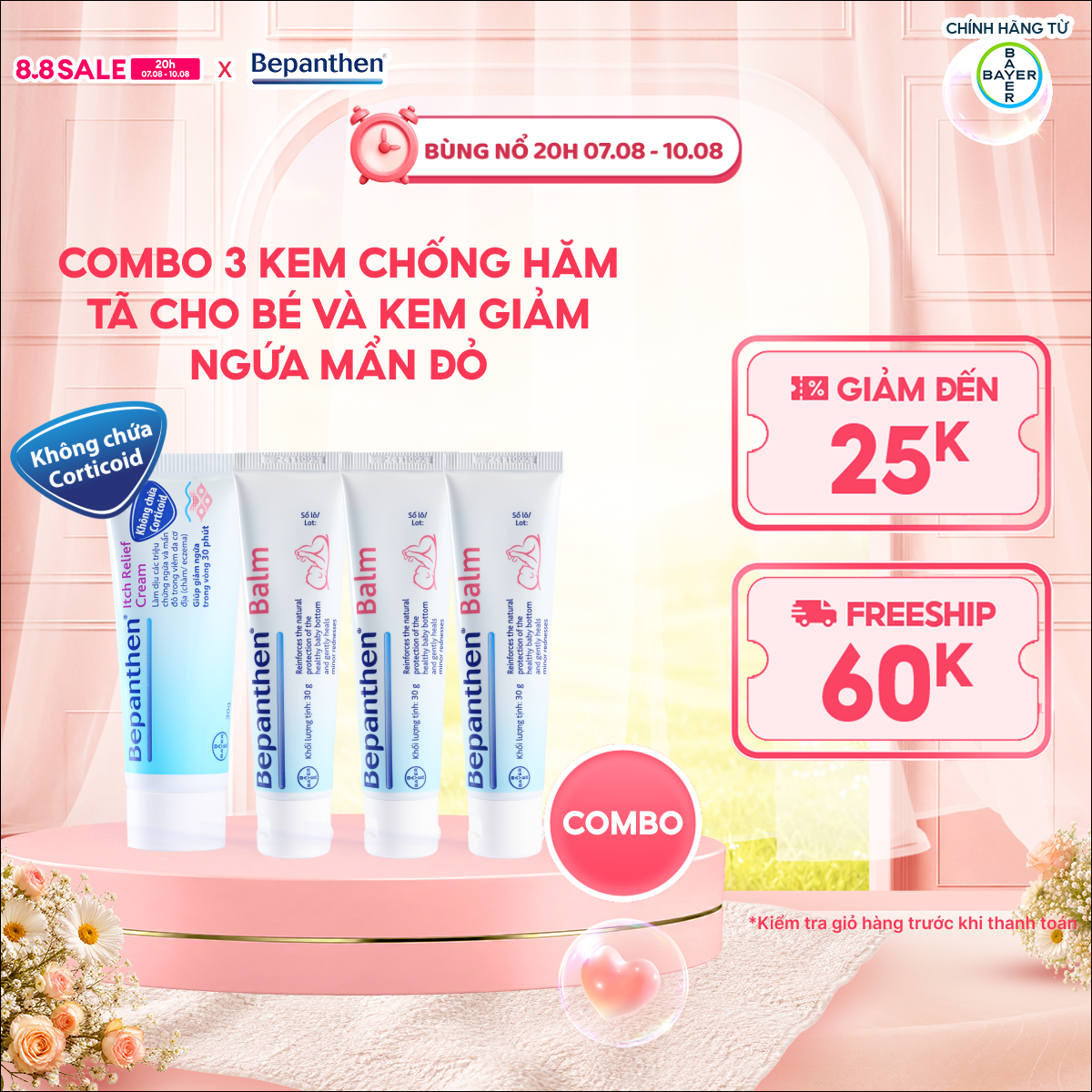 Combo 3 Kem Chống Hăm BEPANTHEN Balm Dạng Kem Mỡ Tuýp 30G x3 và Kem Giảm Ngứa BEPANTHEN Itch Relief Cream 20G Giảm Ngứa Nhanh Trong 30 Phút